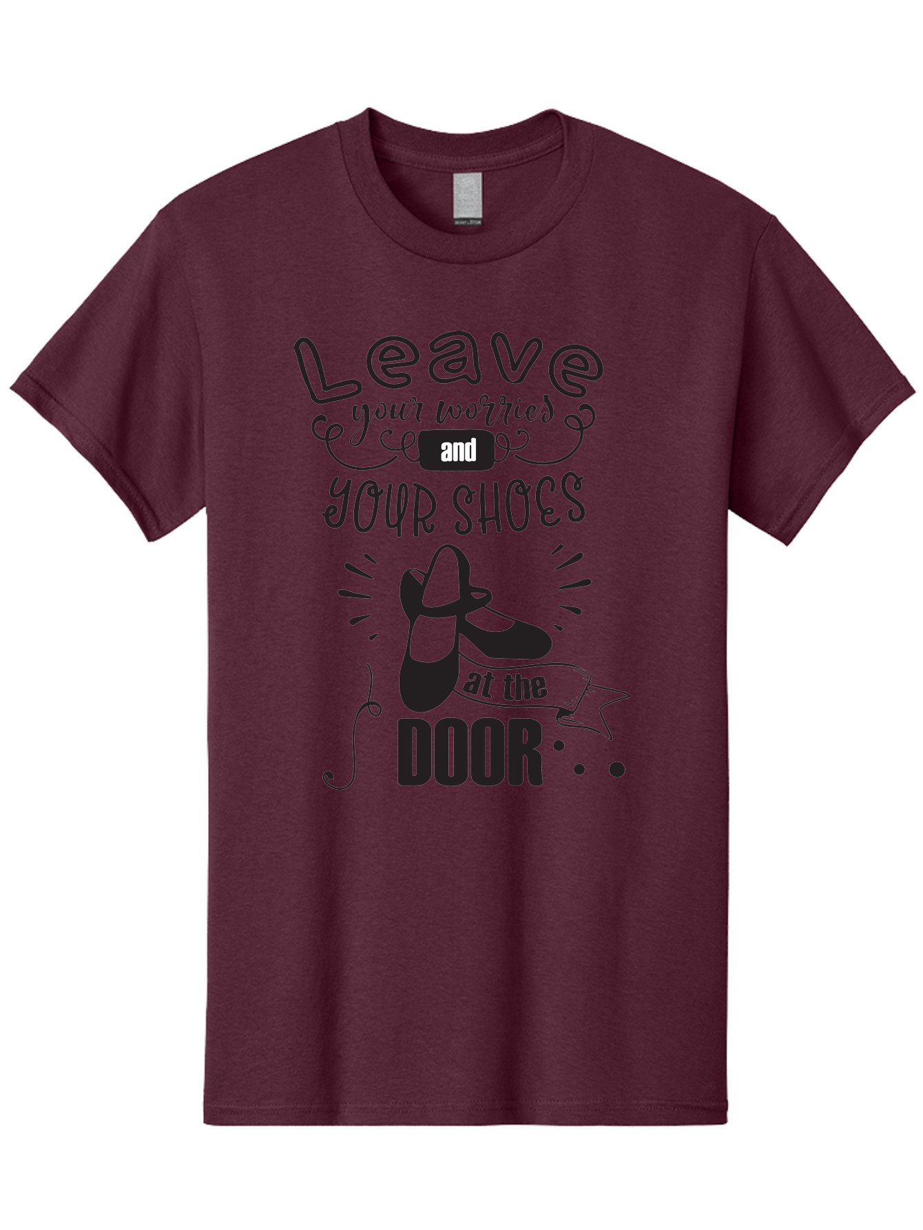 Leave-Your-Worries-And-Your-Shoes-At-The-Door Men'S Graphic Tee, 100% Cotton, Comfortable Casual Summer Wear, Machine Washable, Relaxation Techniques, Stress Relief, Mindfulness, Calm Atmosphere, Inspirational Quotes, Dance Shoes, Welcome Sign Aac931