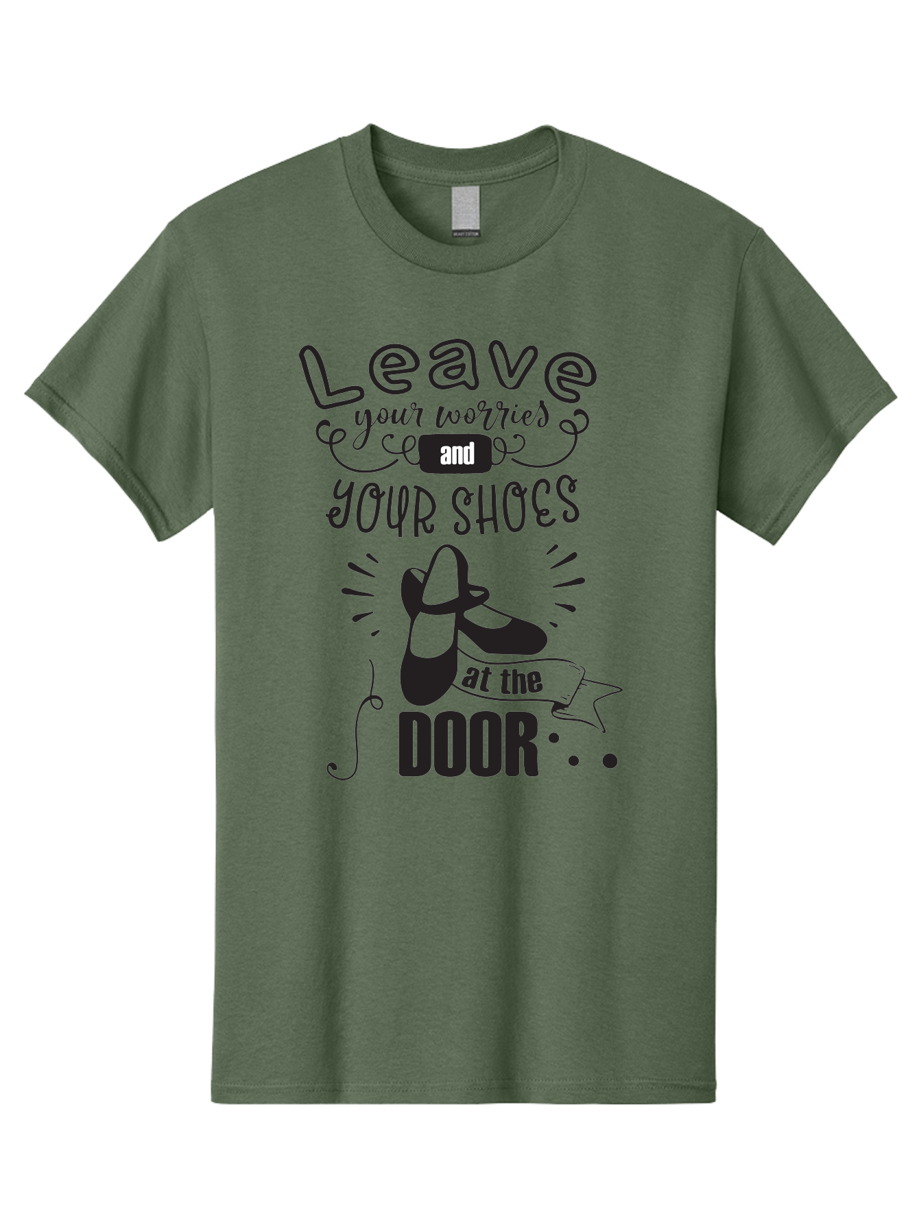 Leave-Your-Worries-And-Your-Shoes-At-The-Door Men'S Graphic Tee, 100% Cotton, Comfortable Casual Summer Wear, Machine Washable, Relaxation Techniques, Stress Relief, Mindfulness, Calm Atmosphere, Inspirational Quotes, Dance Shoes, Welcome Sign Aac931