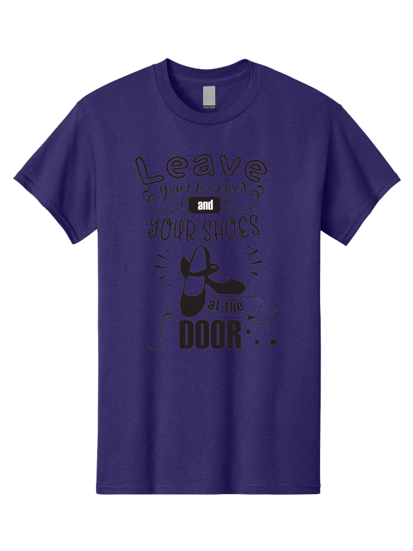 Leave-Your-Worries-And-Your-Shoes-At-The-Door Men'S Graphic Tee, 100% Cotton, Comfortable Casual Summer Wear, Machine Washable, Relaxation Techniques, Stress Relief, Mindfulness, Calm Atmosphere, Inspirational Quotes, Dance Shoes, Welcome Sign Aac931
