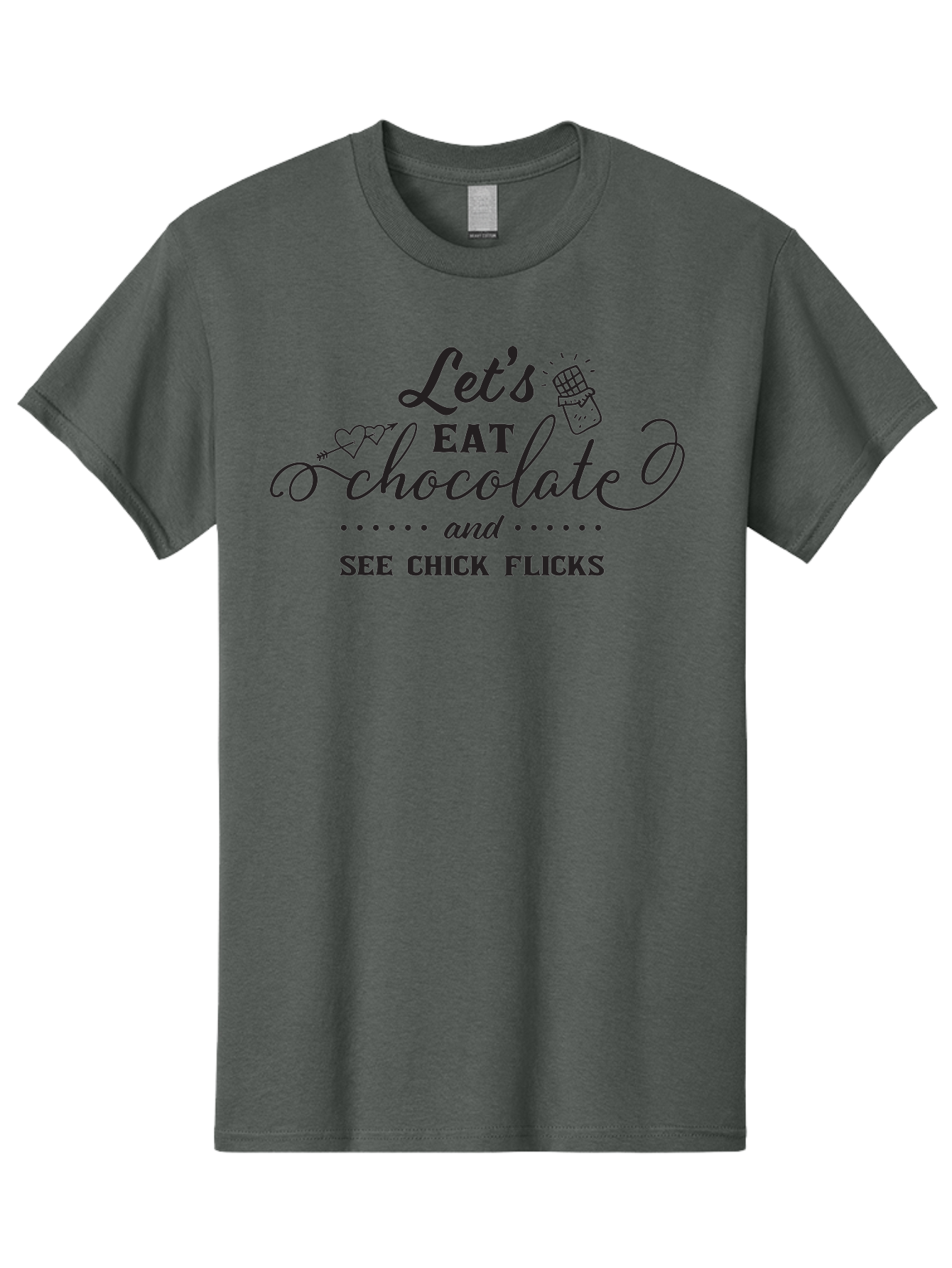 Let-S-Eat-Chocolate-And-See-Chick-Flicks Men'S Graphic Tee, 100% Cotton, Comfortable Casual Summer Wear, Machine Washable, Chocolate Lovers, Chick Flicks, Movie Night, Sweet Treats, Film Enthusiasts, Chocolate Indulgence, Relaxation Time, Aac934