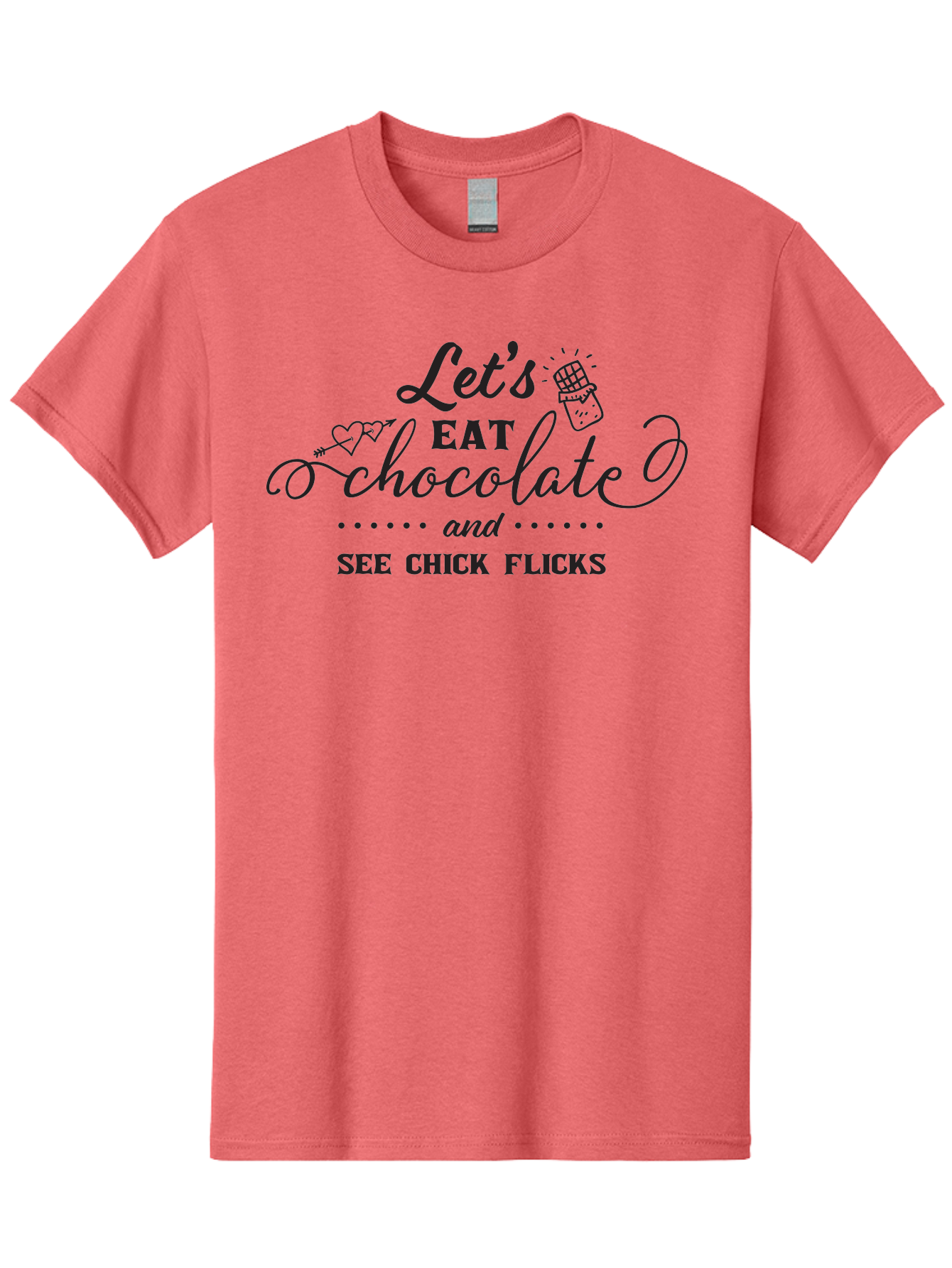 Let-S-Eat-Chocolate-And-See-Chick-Flicks Men'S Graphic Tee, 100% Cotton, Comfortable Casual Summer Wear, Machine Washable, Chocolate Lovers, Chick Flicks, Movie Night, Sweet Treats, Film Enthusiasts, Chocolate Indulgence, Relaxation Time, Aac934