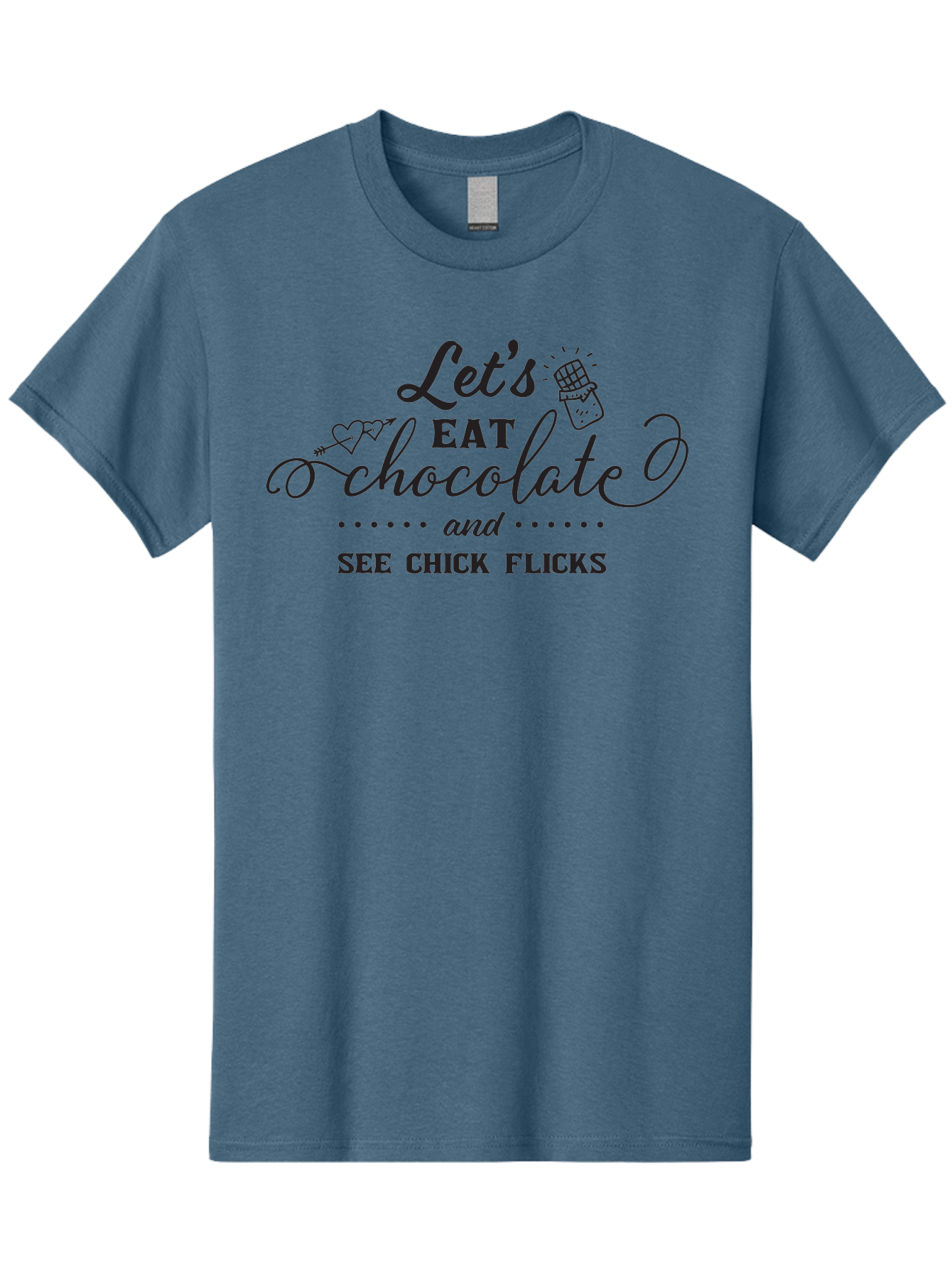 Let-S-Eat-Chocolate-And-See-Chick-Flicks Men'S Graphic Tee, 100% Cotton, Comfortable Casual Summer Wear, Machine Washable, Chocolate Lovers, Chick Flicks, Movie Night, Sweet Treats, Film Enthusiasts, Chocolate Indulgence, Relaxation Time, Aac934
