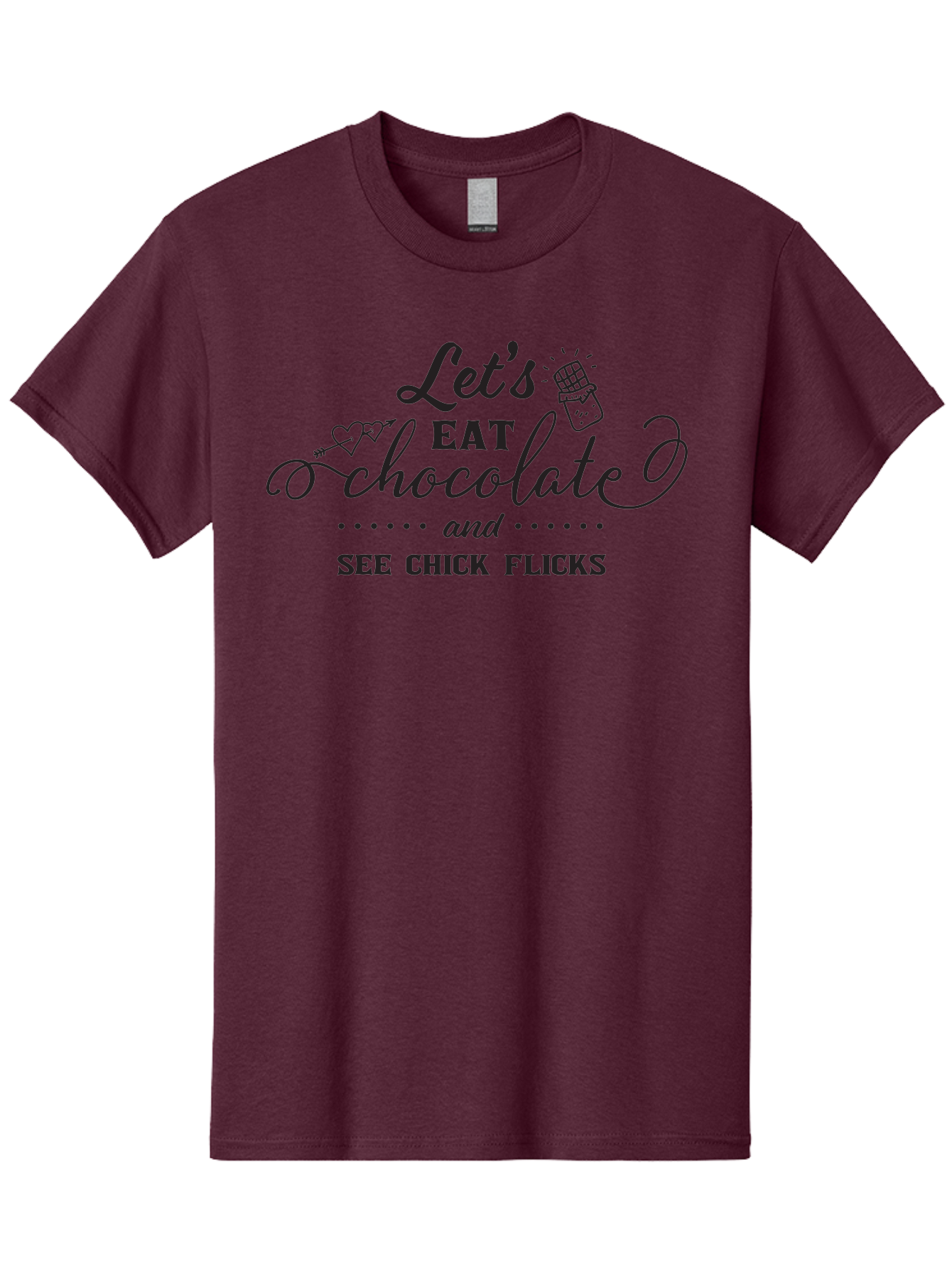 Let-S-Eat-Chocolate-And-See-Chick-Flicks Men'S Graphic Tee, 100% Cotton, Comfortable Casual Summer Wear, Machine Washable, Chocolate Lovers, Chick Flicks, Movie Night, Sweet Treats, Film Enthusiasts, Chocolate Indulgence, Relaxation Time, Aac934