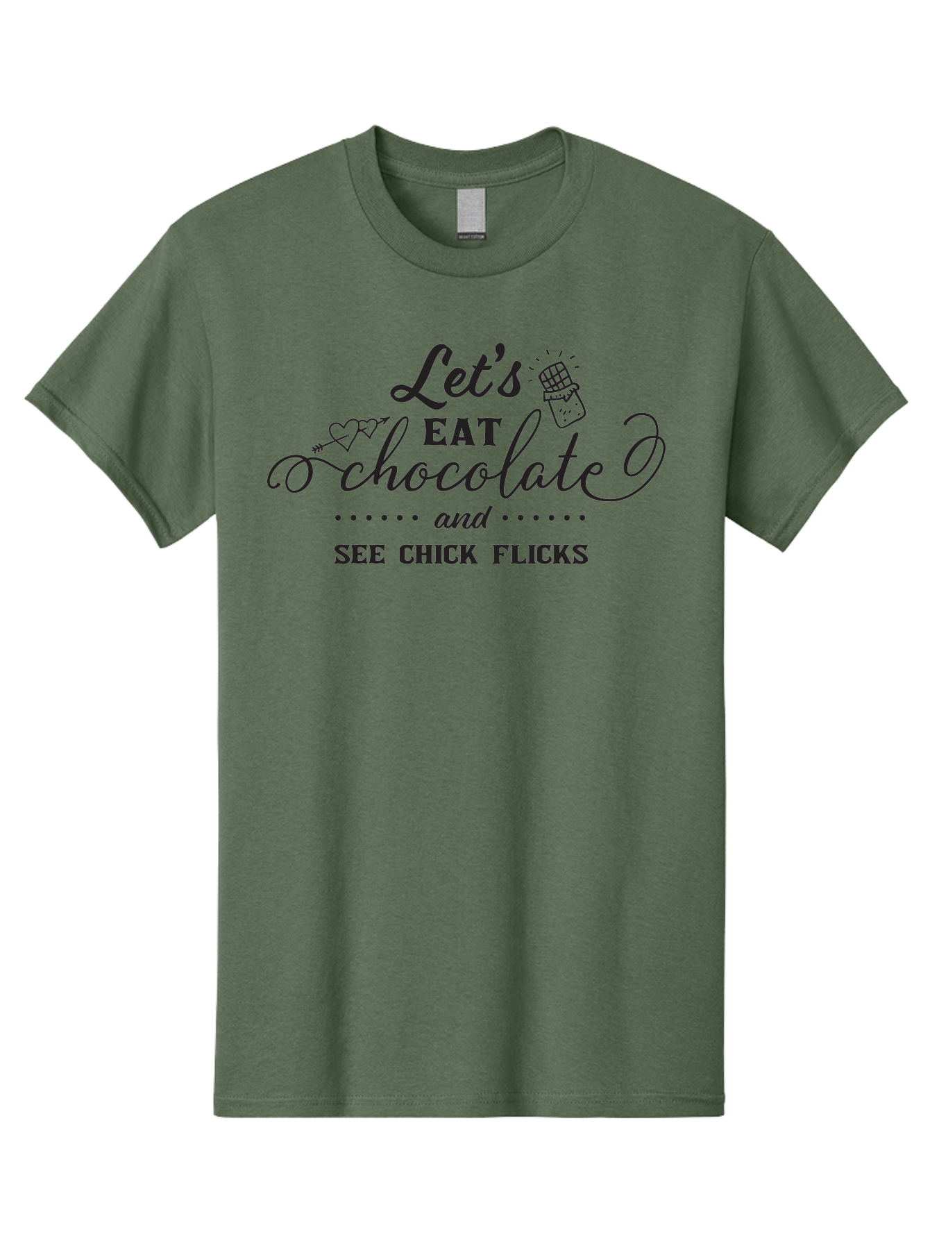 Let-S-Eat-Chocolate-And-See-Chick-Flicks Men'S Graphic Tee, 100% Cotton, Comfortable Casual Summer Wear, Machine Washable, Chocolate Lovers, Chick Flicks, Movie Night, Sweet Treats, Film Enthusiasts, Chocolate Indulgence, Relaxation Time, Aac934