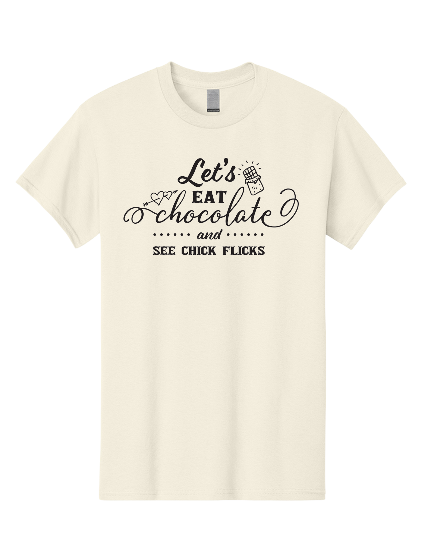 Let-S-Eat-Chocolate-And-See-Chick-Flicks Men'S Graphic Tee, 100% Cotton, Comfortable Casual Summer Wear, Machine Washable, Chocolate Lovers, Chick Flicks, Movie Night, Sweet Treats, Film Enthusiasts, Chocolate Indulgence, Relaxation Time, Aac934