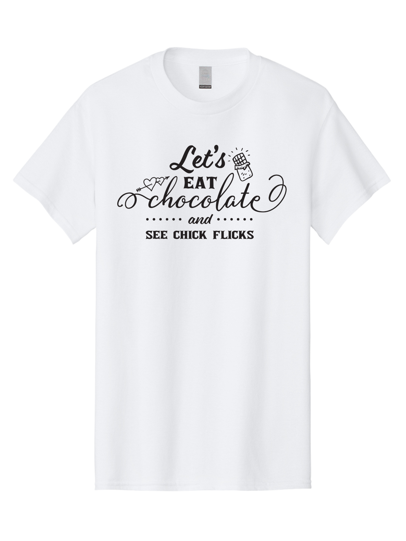 Let-S-Eat-Chocolate-And-See-Chick-Flicks Men'S Graphic Tee, 100% Cotton, Comfortable Casual Summer Wear, Machine Washable, Chocolate Lovers, Chick Flicks, Movie Night, Sweet Treats, Film Enthusiasts, Chocolate Indulgence, Relaxation Time, Aac934