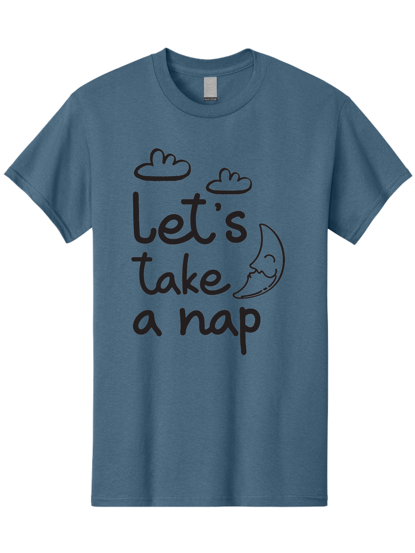 Let-S-Take-Nap Men'S Graphic Tee, 100% Cotton, Comfortable Casual Summer Wear, Machine Washable, Let'S Take Nap, Sleepy Time, Moon And Clouds, Sleep Invitation, Relaxing Quote, Funny Text, Cute Design Aac936