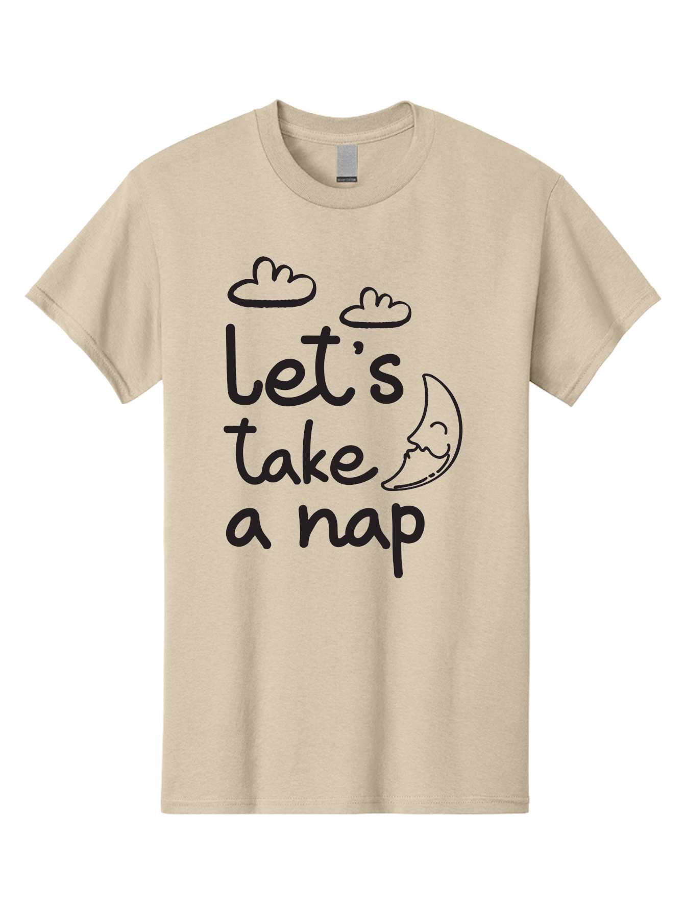 Let-S-Take-Nap Men'S Graphic Tee, 100% Cotton, Comfortable Casual Summer Wear, Machine Washable, Let'S Take Nap, Sleepy Time, Moon And Clouds, Sleep Invitation, Relaxing Quote, Funny Text, Cute Design Aac936