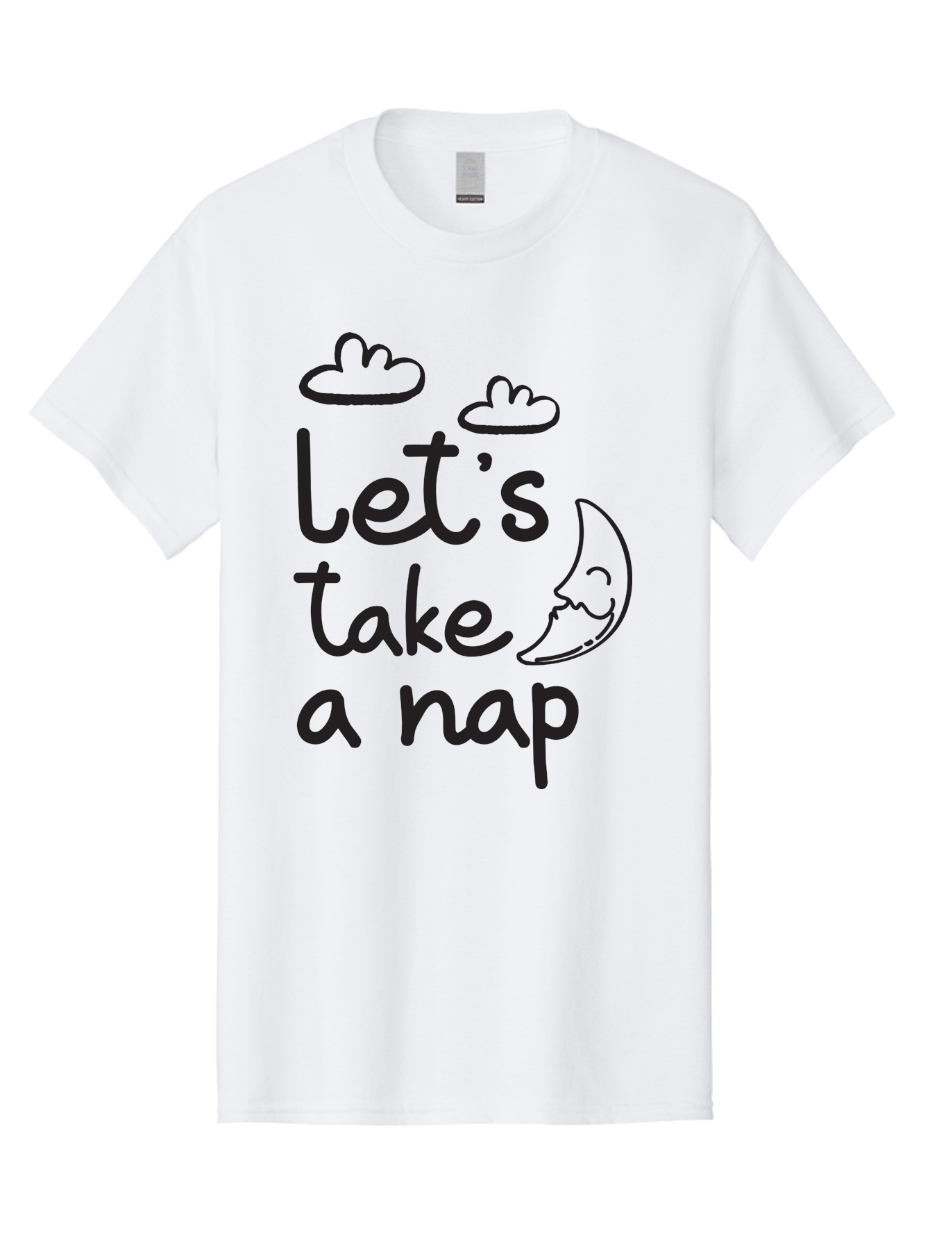 Let-S-Take-Nap Men'S Graphic Tee, 100% Cotton, Comfortable Casual Summer Wear, Machine Washable, Let'S Take Nap, Sleepy Time, Moon And Clouds, Sleep Invitation, Relaxing Quote, Funny Text, Cute Design Aac936