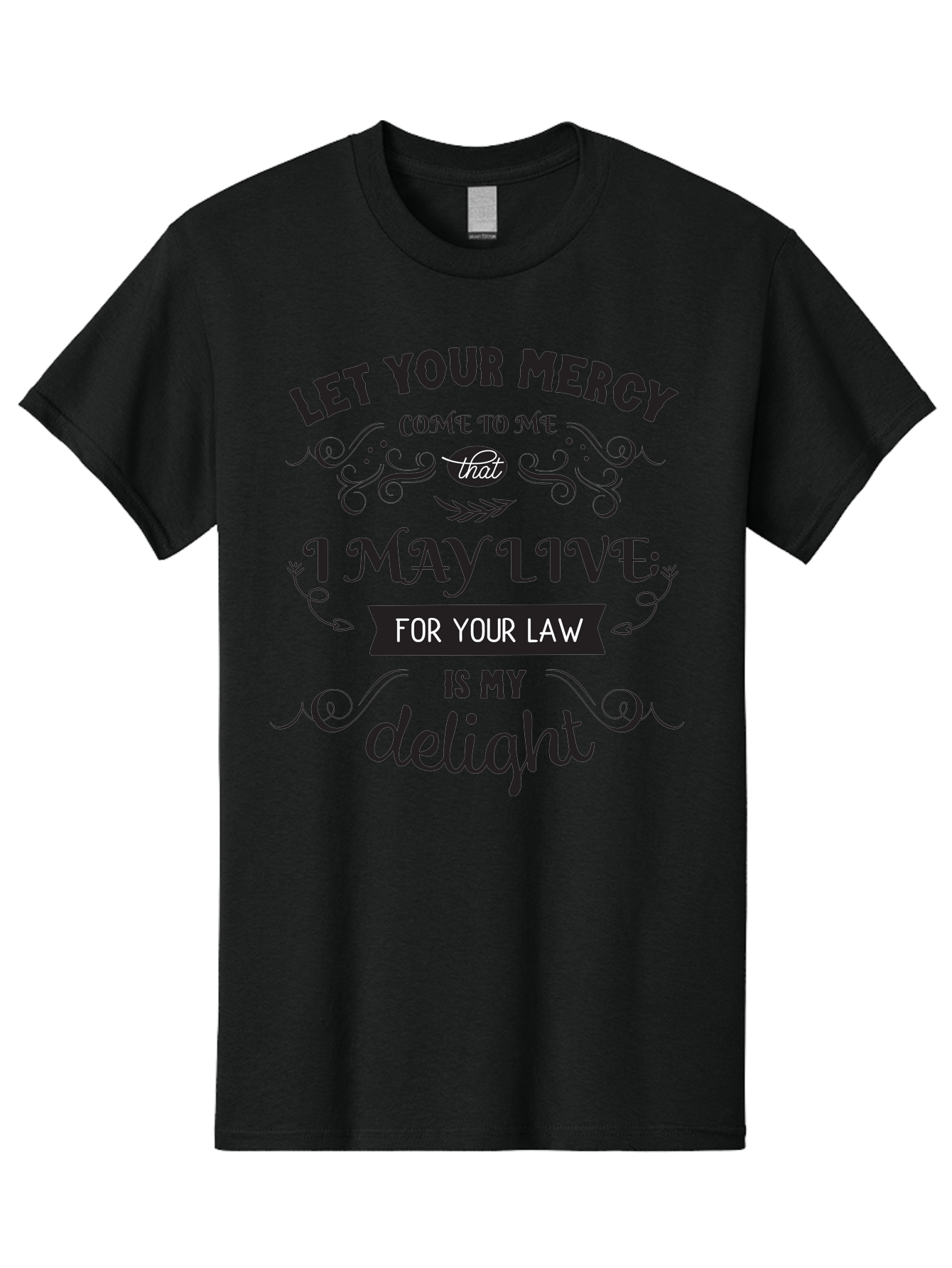 Let-Your-Mercy Men'S Graphic Tee, 100% Cotton, Comfortable Casual Summer Wear, Machine Washable, Inspirational Quote, Motivational Text, Psalm 119, Bible Verse, Spiritual Message, Faith-Based Art, Scripture Art, Decorative Typography, Aac938