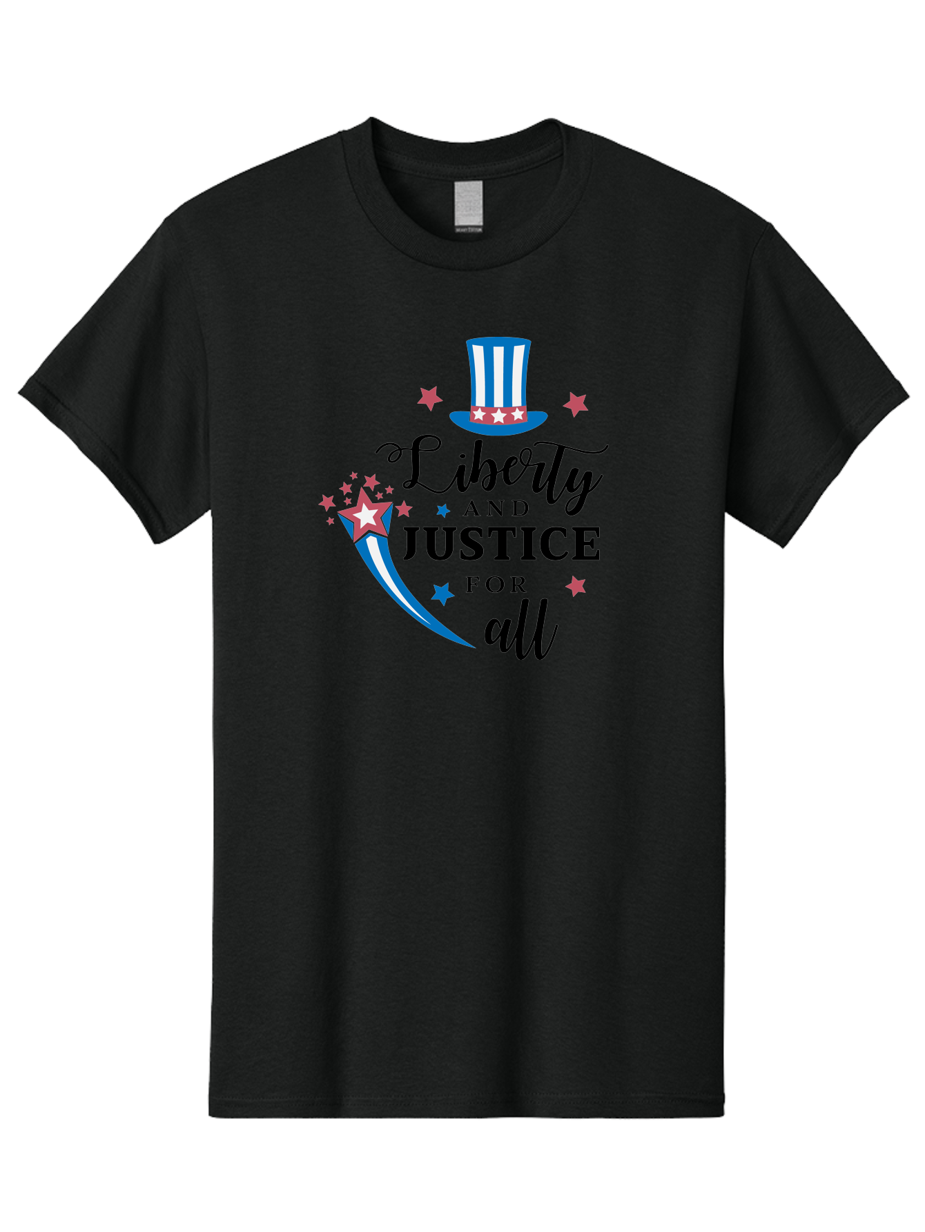 Liberty-And-Justice-For-All Men'S Graphic Tee, 100% Cotton, Comfortable Casual Summer Wear, Machine Washable, Liberty, Justice For All, Patriotic Theme, American Values, Freedom, Equality, Stars And Stripes, 4Th Of July, Independence Day, Aac939