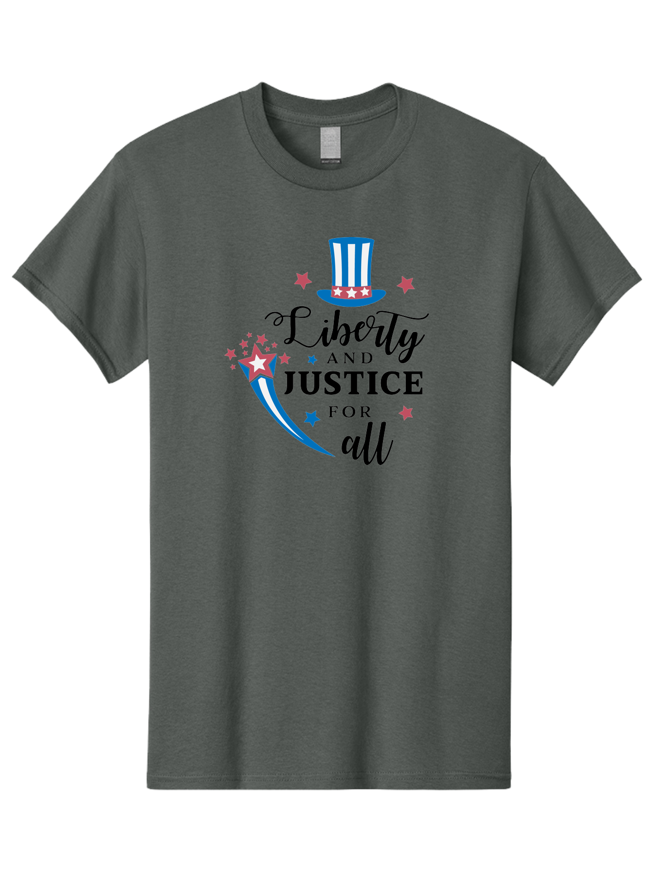 Liberty-And-Justice-For-All Men'S Graphic Tee, 100% Cotton, Comfortable Casual Summer Wear, Machine Washable, Liberty, Justice For All, Patriotic Theme, American Values, Freedom, Equality, Stars And Stripes, 4Th Of July, Independence Day, Aac939