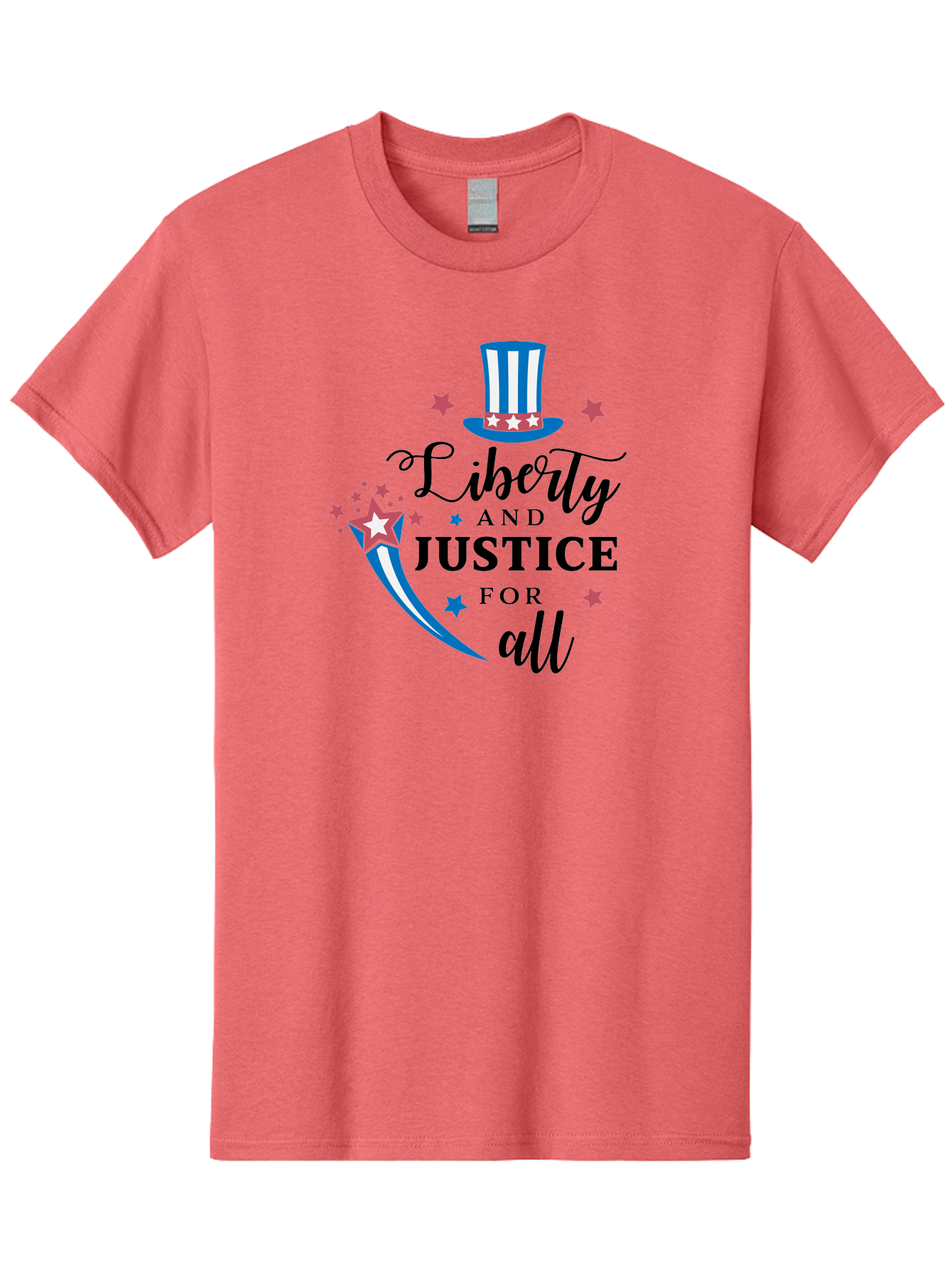 Liberty-And-Justice-For-All Men'S Graphic Tee, 100% Cotton, Comfortable Casual Summer Wear, Machine Washable, Liberty, Justice For All, Patriotic Theme, American Values, Freedom, Equality, Stars And Stripes, 4Th Of July, Independence Day, Aac939