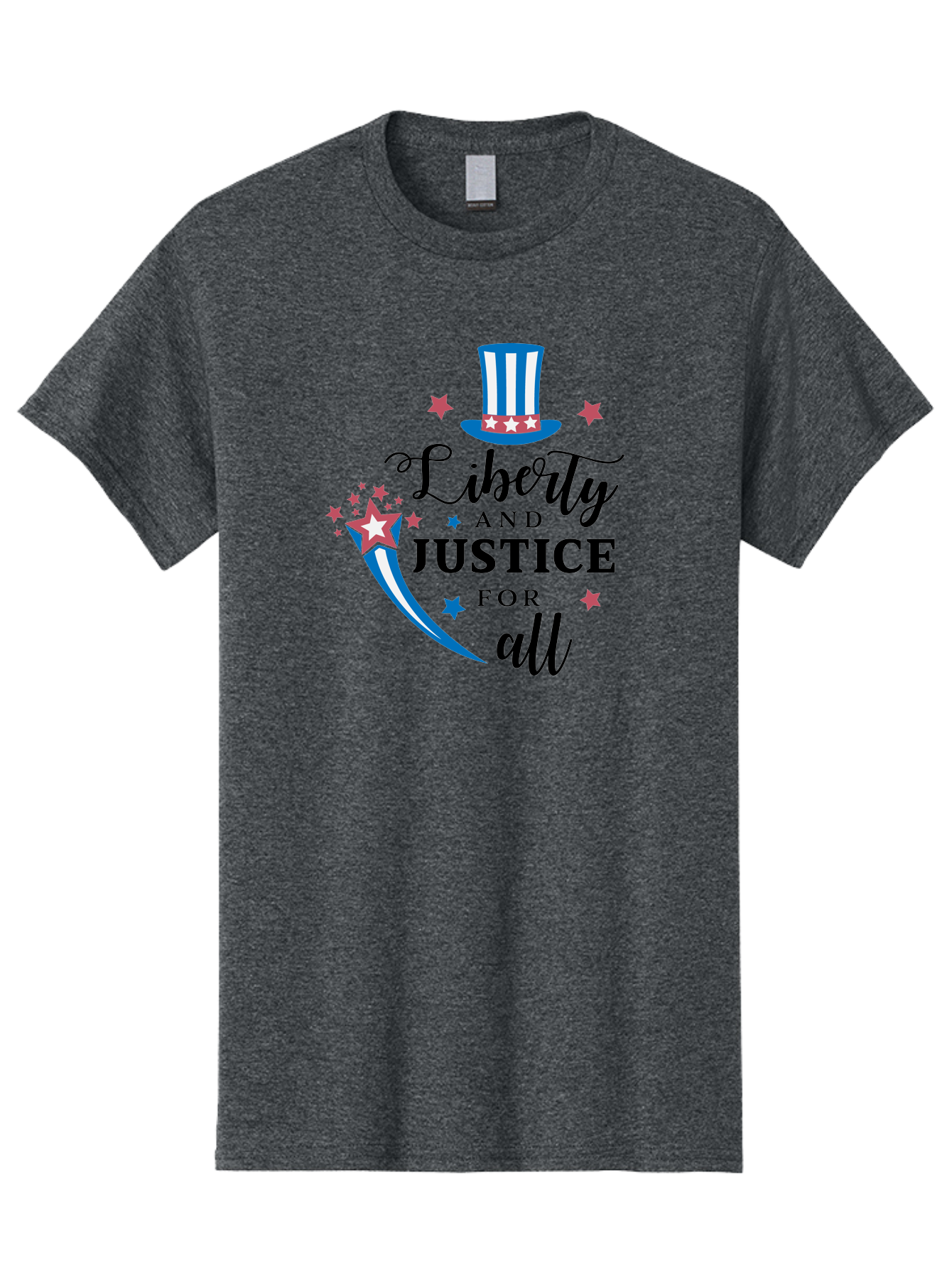 Liberty-And-Justice-For-All Men'S Graphic Tee, 100% Cotton, Comfortable Casual Summer Wear, Machine Washable, Liberty, Justice For All, Patriotic Theme, American Values, Freedom, Equality, Stars And Stripes, 4Th Of July, Independence Day, Aac939