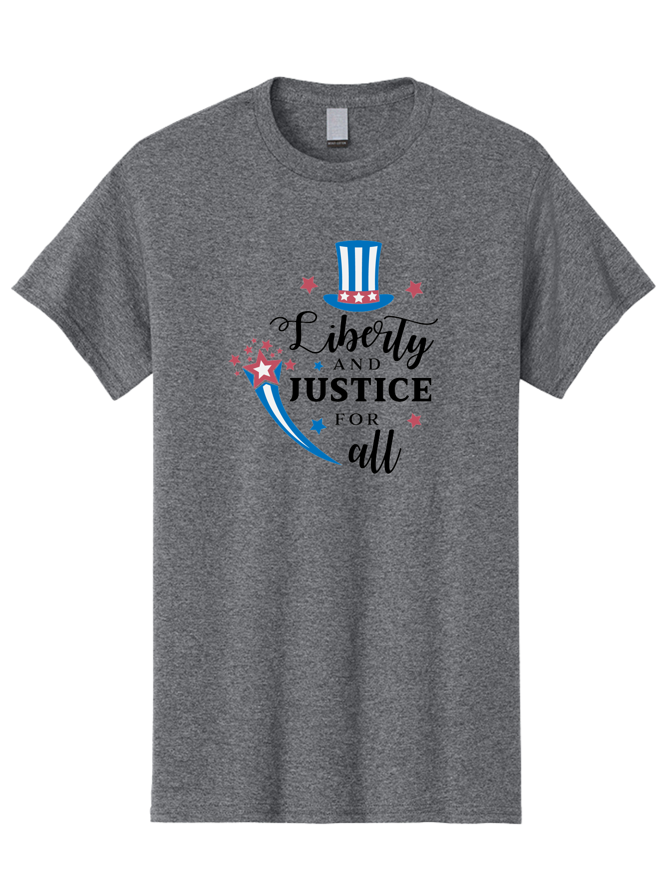 Liberty-And-Justice-For-All Men'S Graphic Tee, 100% Cotton, Comfortable Casual Summer Wear, Machine Washable, Liberty, Justice For All, Patriotic Theme, American Values, Freedom, Equality, Stars And Stripes, 4Th Of July, Independence Day, Aac939