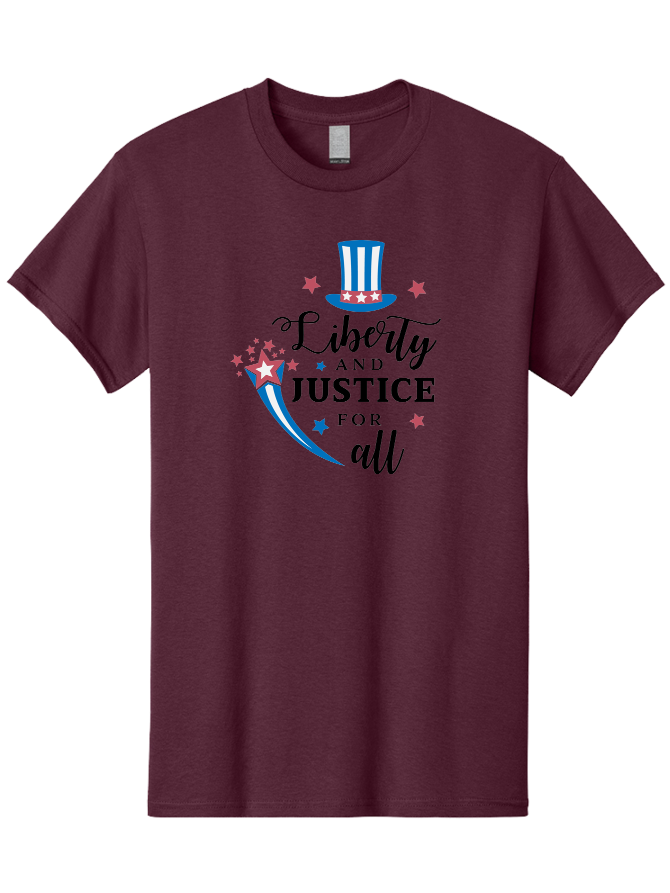 Liberty-And-Justice-For-All Men'S Graphic Tee, 100% Cotton, Comfortable Casual Summer Wear, Machine Washable, Liberty, Justice For All, Patriotic Theme, American Values, Freedom, Equality, Stars And Stripes, 4Th Of July, Independence Day, Aac939