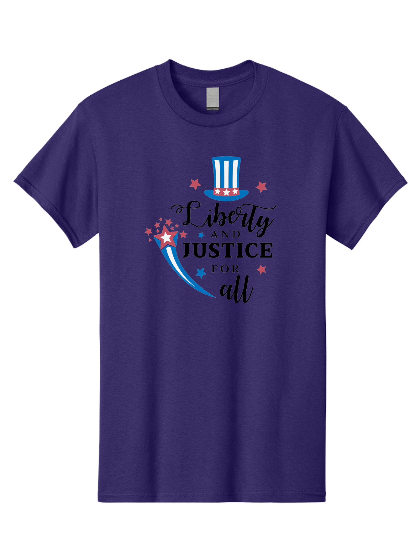 Liberty-And-Justice-For-All Men'S Graphic Tee, 100% Cotton, Comfortable Casual Summer Wear, Machine Washable, Liberty, Justice For All, Patriotic Theme, American Values, Freedom, Equality, Stars And Stripes, 4Th Of July, Independence Day, Aac939