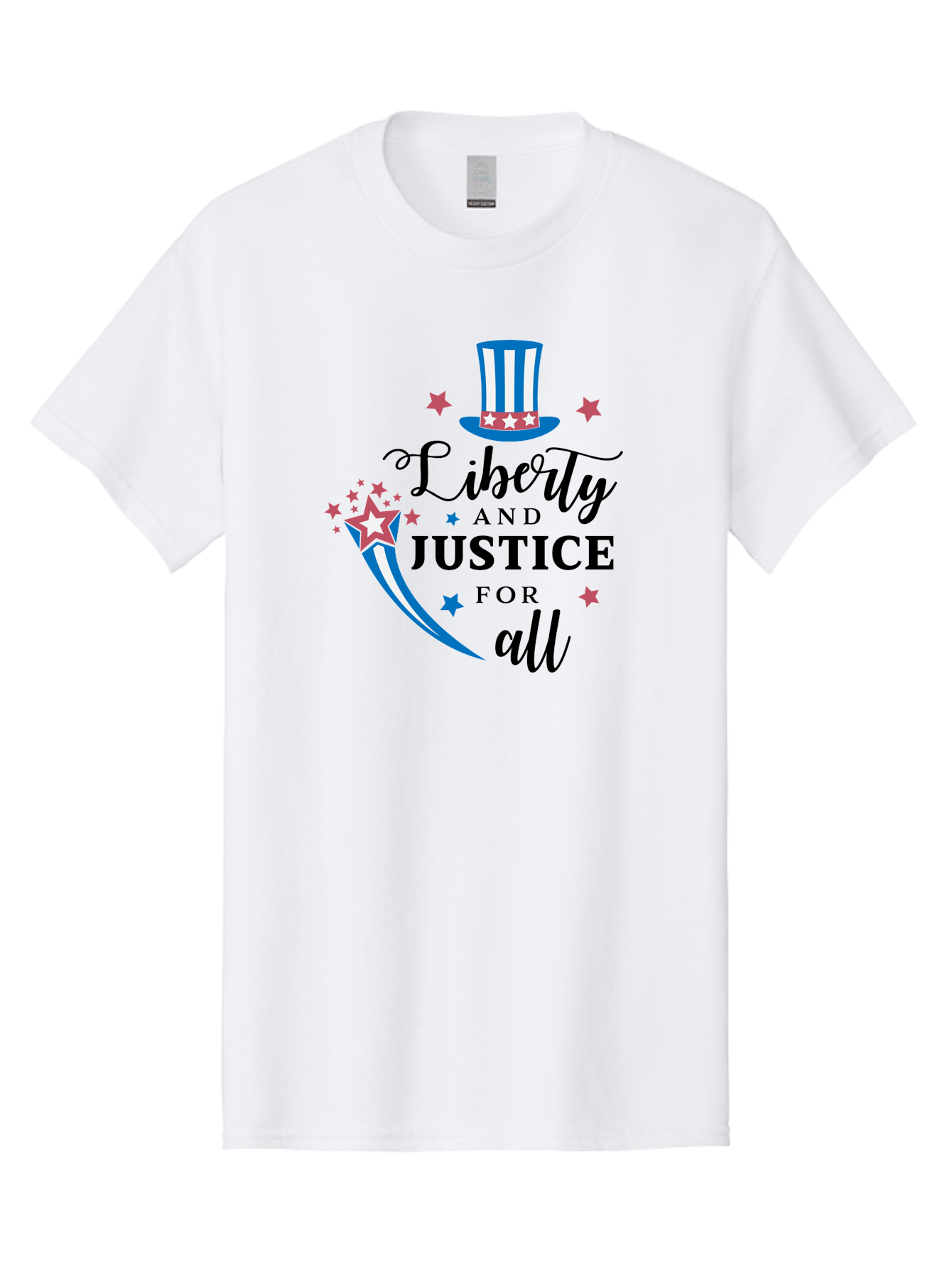 Liberty-And-Justice-For-All Men'S Graphic Tee, 100% Cotton, Comfortable Casual Summer Wear, Machine Washable, Liberty, Justice For All, Patriotic Theme, American Values, Freedom, Equality, Stars And Stripes, 4Th Of July, Independence Day, Aac939