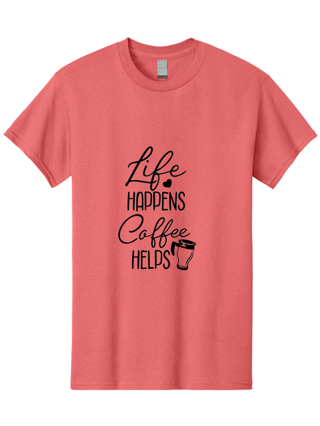 Life-Happens-Coffee-Helps-1 Men'S Graphic Tee, 100% Cotton, Comfortable Casual Summer Wear, Machine Washable, Coffee Lover Quote, Coffee Mug Graphic, Motivational Phrase, Black Typography, Coffee Culture, Daily Motivation, Coffee Inspiration, Aac941