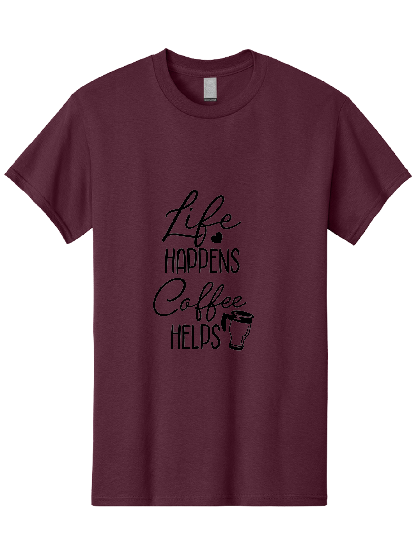 Life-Happens-Coffee-Helps-1 Men'S Graphic Tee, 100% Cotton, Comfortable Casual Summer Wear, Machine Washable, Coffee Lover Quote, Coffee Mug Graphic, Motivational Phrase, Black Typography, Coffee Culture, Daily Motivation, Coffee Inspiration, Aac941
