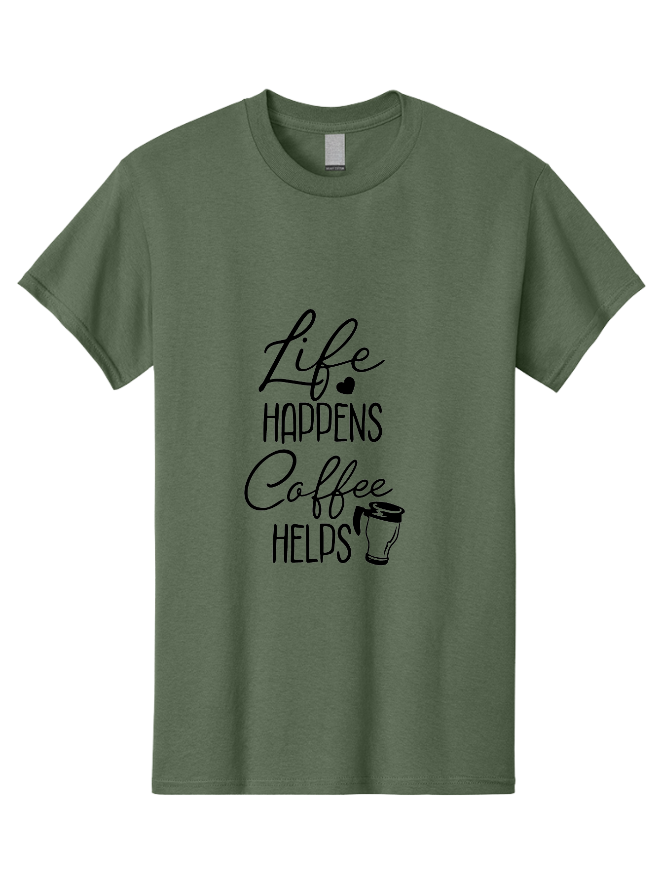 Life-Happens-Coffee-Helps-1 Men'S Graphic Tee, 100% Cotton, Comfortable Casual Summer Wear, Machine Washable, Coffee Lover Quote, Coffee Mug Graphic, Motivational Phrase, Black Typography, Coffee Culture, Daily Motivation, Coffee Inspiration, Aac941