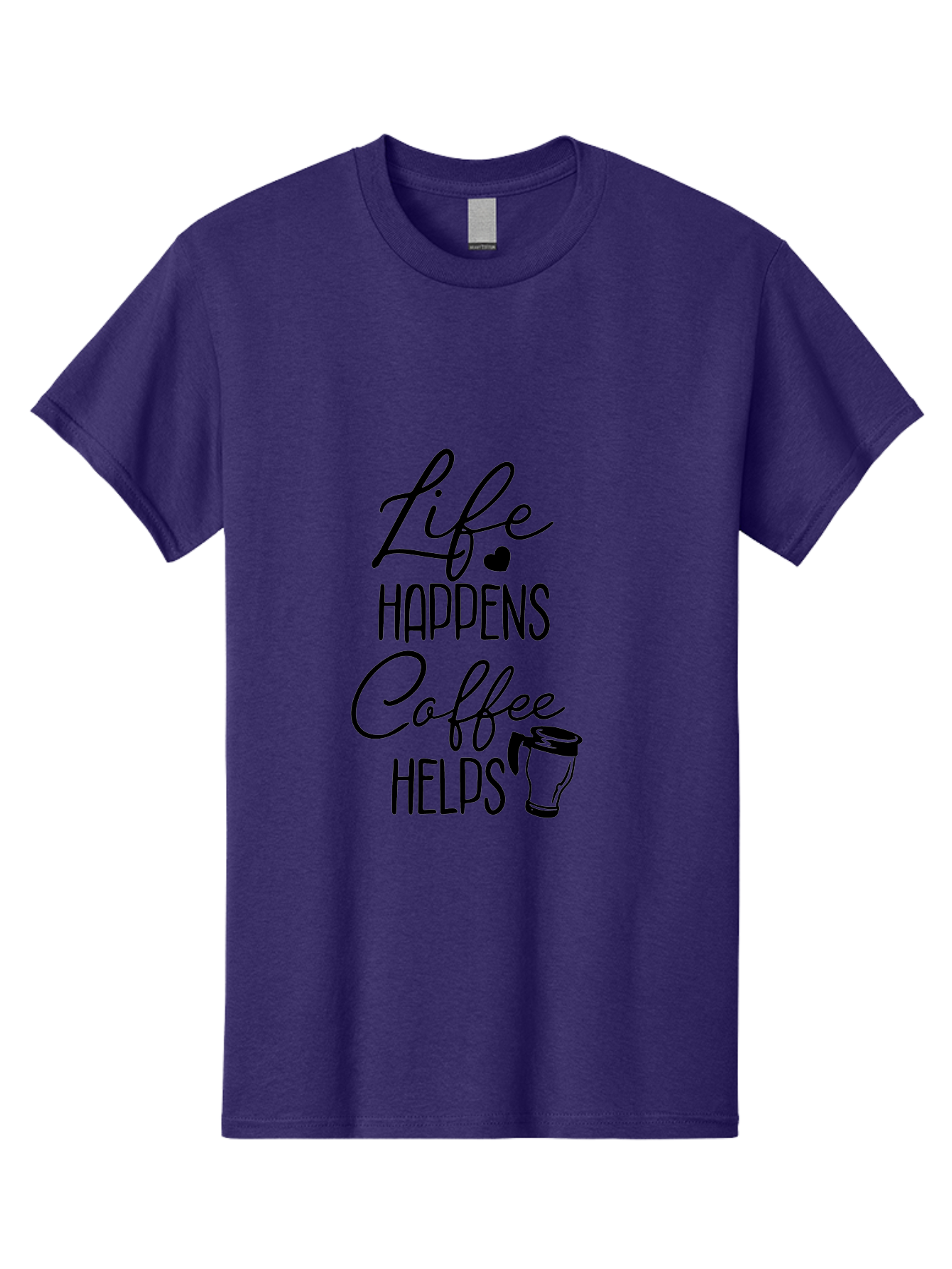 Life-Happens-Coffee-Helps-1 Men'S Graphic Tee, 100% Cotton, Comfortable Casual Summer Wear, Machine Washable, Coffee Lover Quote, Coffee Mug Graphic, Motivational Phrase, Black Typography, Coffee Culture, Daily Motivation, Coffee Inspiration, Aac941