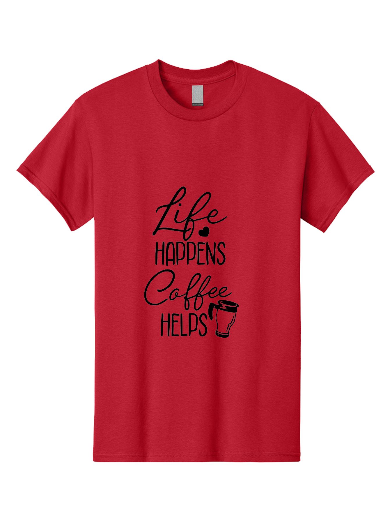 Life-Happens-Coffee-Helps-1 Men'S Graphic Tee, 100% Cotton, Comfortable Casual Summer Wear, Machine Washable, Coffee Lover Quote, Coffee Mug Graphic, Motivational Phrase, Black Typography, Coffee Culture, Daily Motivation, Coffee Inspiration, Aac941