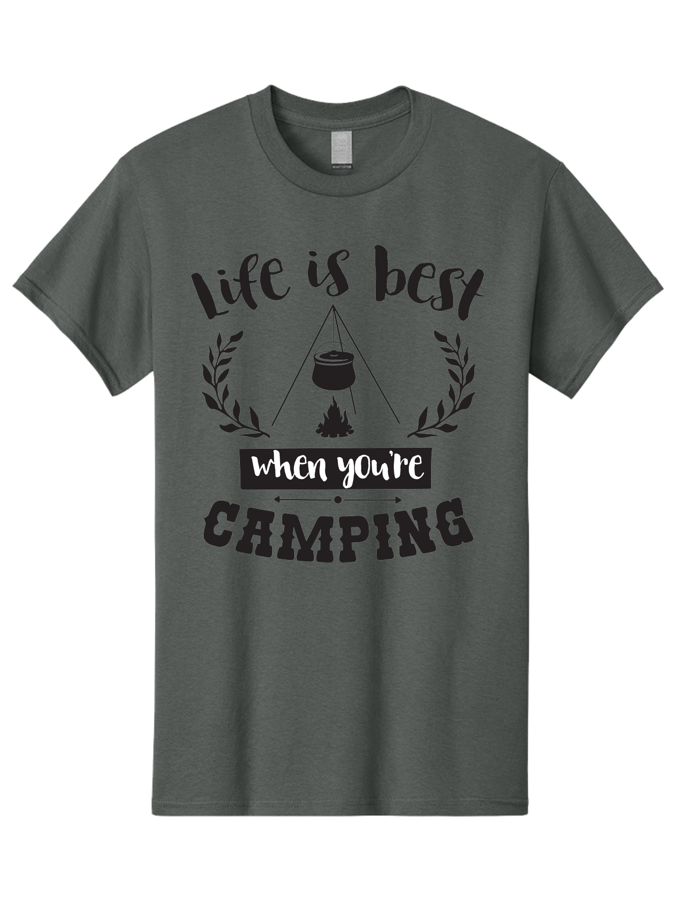 Life-Is-Best-When-You-Re-Camping Men'S Graphic Tee, 100% Cotton, Comfortable Casual Summer Wear, Machine Washable, Camping Quotes, Outdoor Adventures, Wilderness Escape, Camping Lifestyle, Nature Lover, Adventure Seeker, Camping Life, Aac943