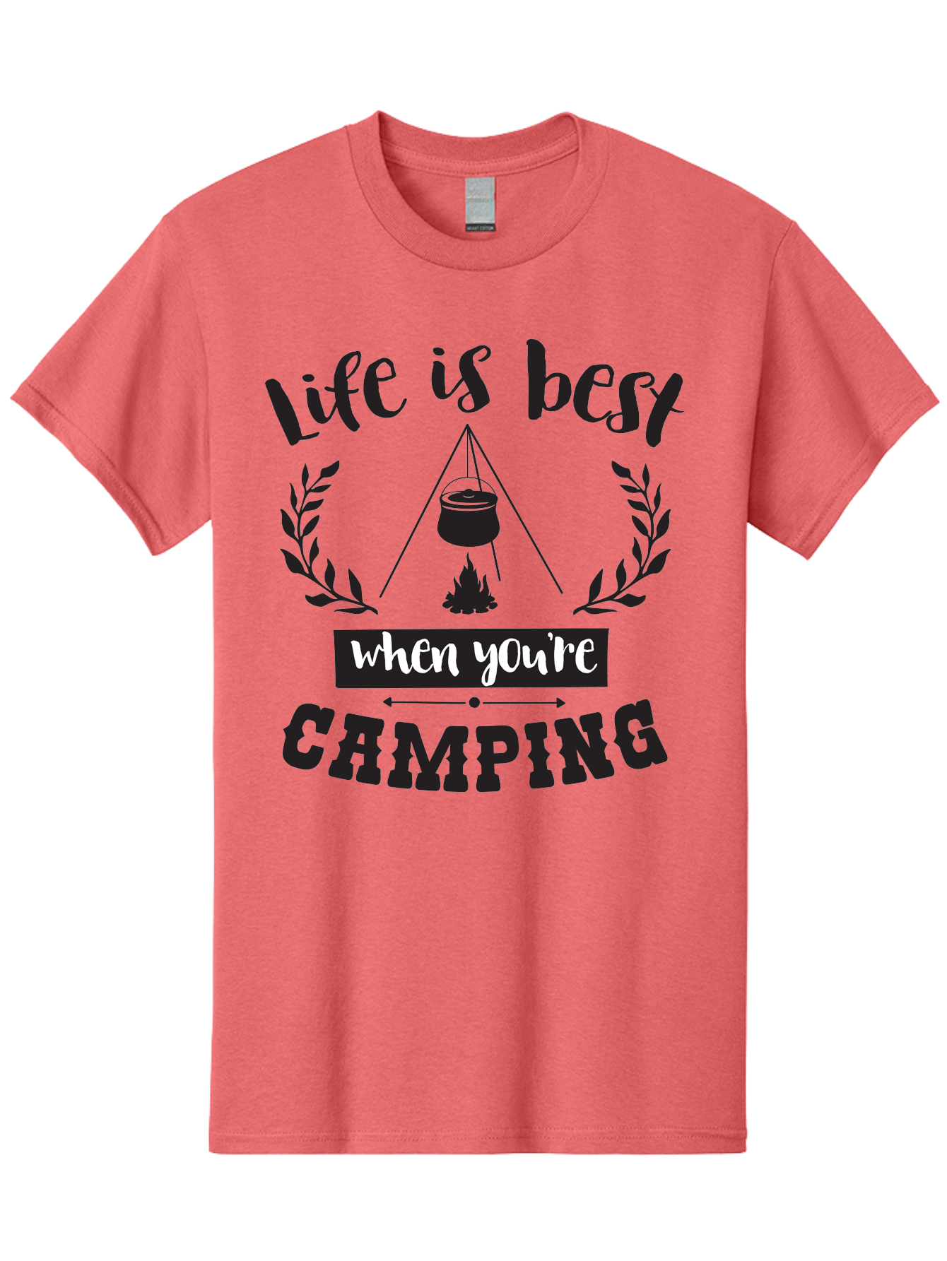 Life-Is-Best-When-You-Re-Camping Men'S Graphic Tee, 100% Cotton, Comfortable Casual Summer Wear, Machine Washable, Camping Quotes, Outdoor Adventures, Wilderness Escape, Camping Lifestyle, Nature Lover, Adventure Seeker, Camping Life, Aac943