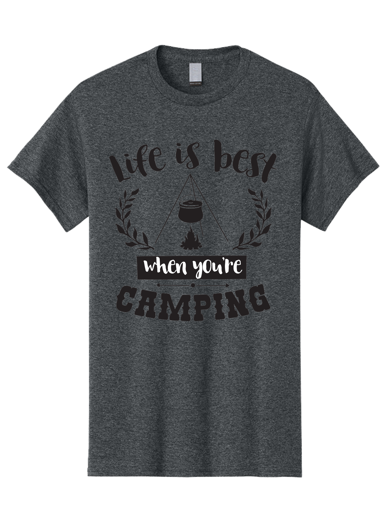 Life-Is-Best-When-You-Re-Camping Men'S Graphic Tee, 100% Cotton, Comfortable Casual Summer Wear, Machine Washable, Camping Quotes, Outdoor Adventures, Wilderness Escape, Camping Lifestyle, Nature Lover, Adventure Seeker, Camping Life, Aac943