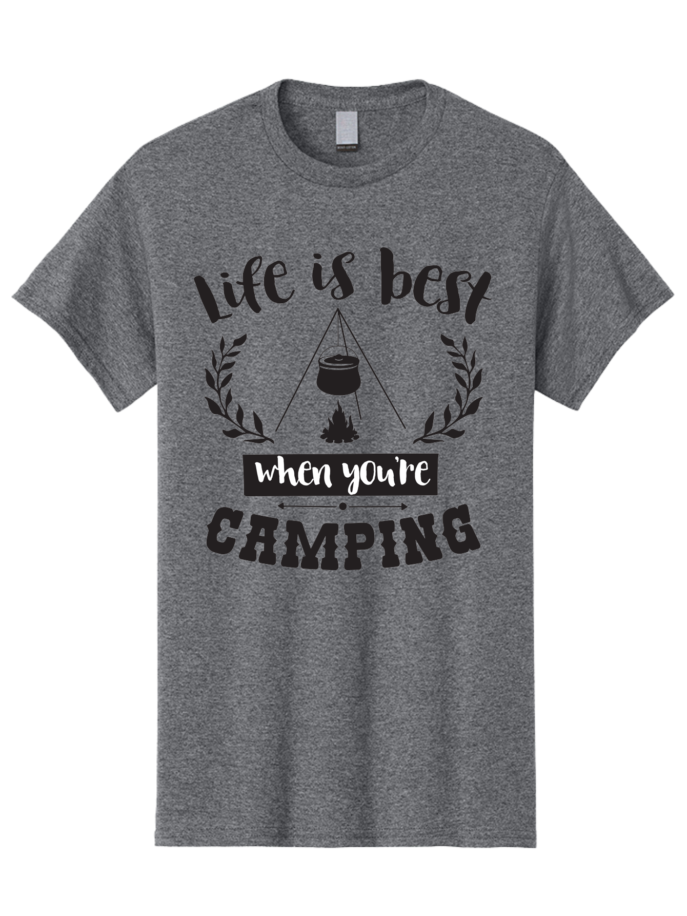 Life-Is-Best-When-You-Re-Camping Men'S Graphic Tee, 100% Cotton, Comfortable Casual Summer Wear, Machine Washable, Camping Quotes, Outdoor Adventures, Wilderness Escape, Camping Lifestyle, Nature Lover, Adventure Seeker, Camping Life, Aac943