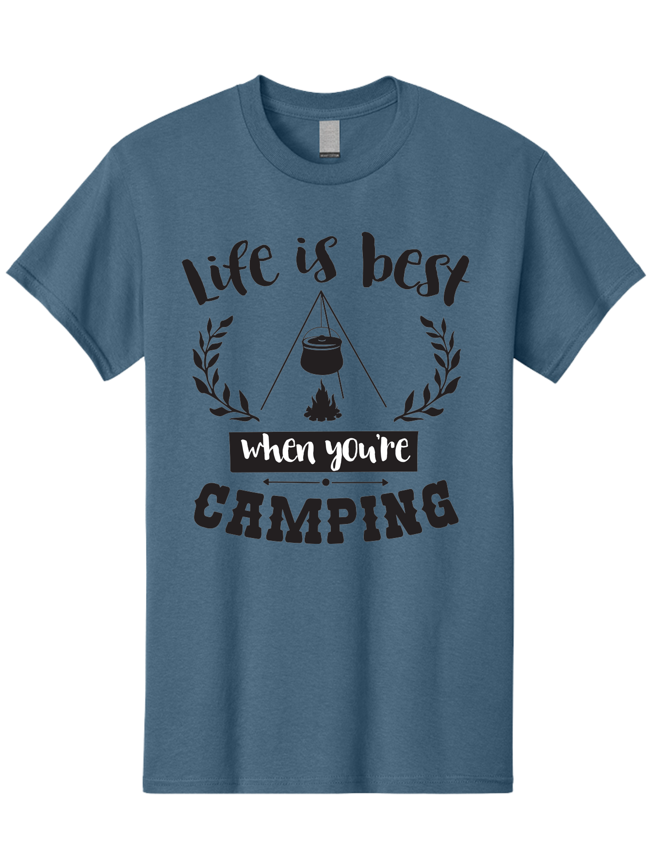 Life-Is-Best-When-You-Re-Camping Men'S Graphic Tee, 100% Cotton, Comfortable Casual Summer Wear, Machine Washable, Camping Quotes, Outdoor Adventures, Wilderness Escape, Camping Lifestyle, Nature Lover, Adventure Seeker, Camping Life, Aac943