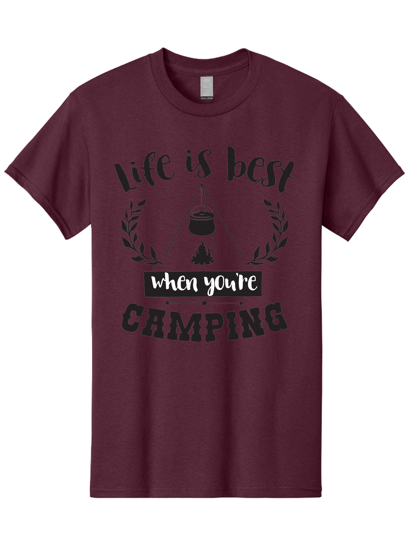 Life-Is-Best-When-You-Re-Camping Men'S Graphic Tee, 100% Cotton, Comfortable Casual Summer Wear, Machine Washable, Camping Quotes, Outdoor Adventures, Wilderness Escape, Camping Lifestyle, Nature Lover, Adventure Seeker, Camping Life, Aac943