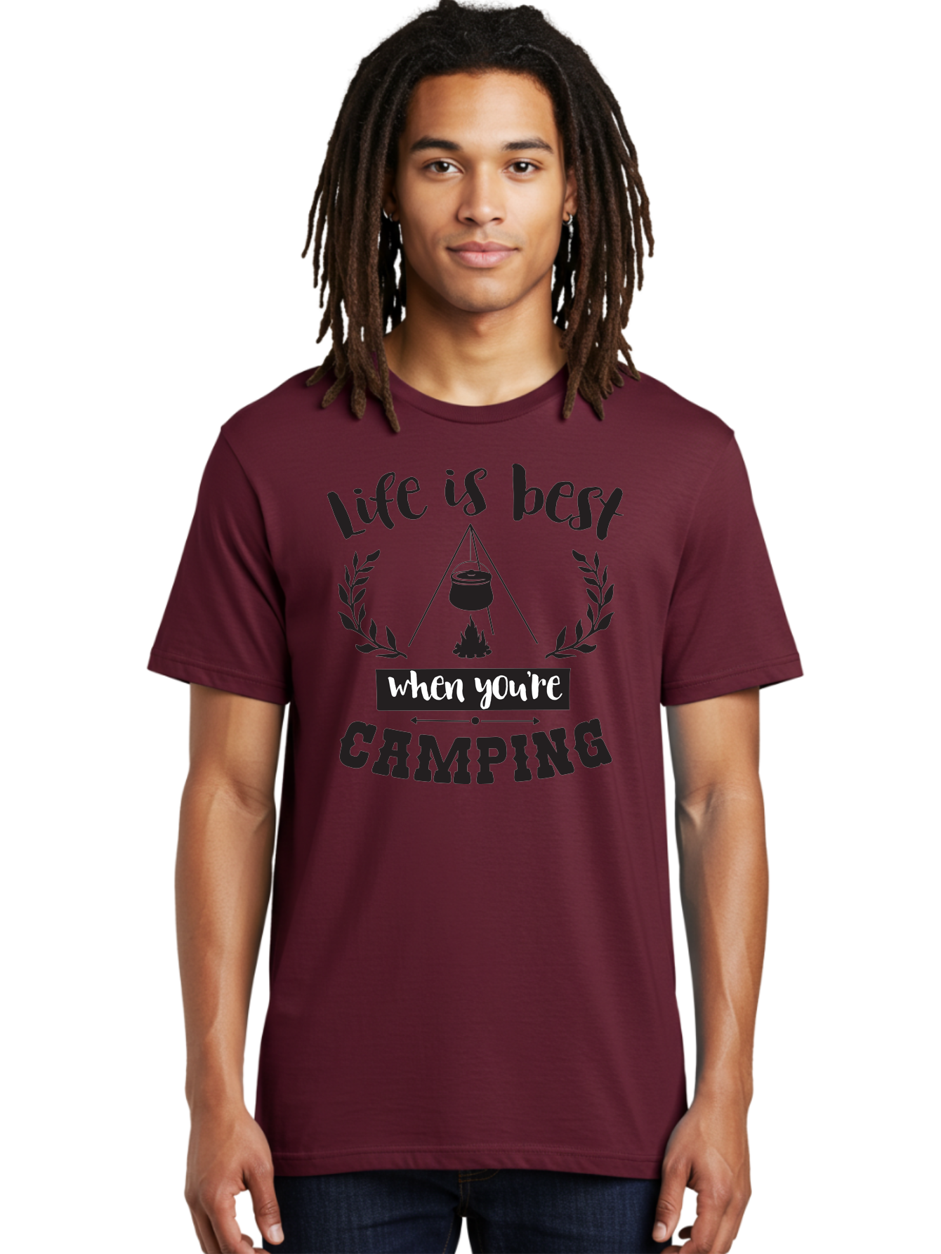 Life-Is-Best-When-You-Re-Camping Men'S Graphic Tee, 100% Cotton, Comfortable Casual Summer Wear, Machine Washable, Camping Quotes, Outdoor Adventures, Wilderness Escape, Camping Lifestyle, Nature Lover, Adventure Seeker, Camping Life, Aac943