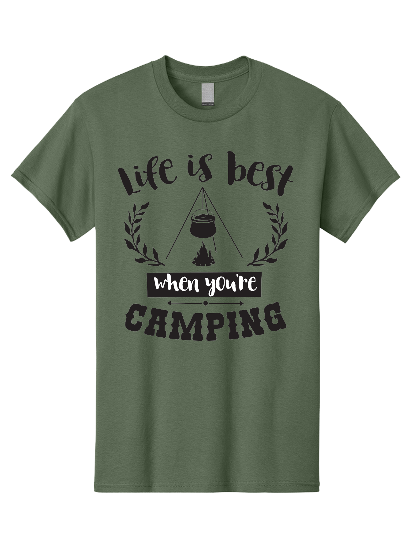 Life-Is-Best-When-You-Re-Camping Men'S Graphic Tee, 100% Cotton, Comfortable Casual Summer Wear, Machine Washable, Camping Quotes, Outdoor Adventures, Wilderness Escape, Camping Lifestyle, Nature Lover, Adventure Seeker, Camping Life, Aac943