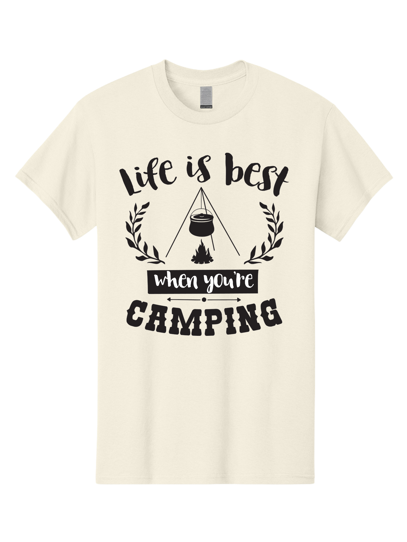 Life-Is-Best-When-You-Re-Camping Men'S Graphic Tee, 100% Cotton, Comfortable Casual Summer Wear, Machine Washable, Camping Quotes, Outdoor Adventures, Wilderness Escape, Camping Lifestyle, Nature Lover, Adventure Seeker, Camping Life, Aac943