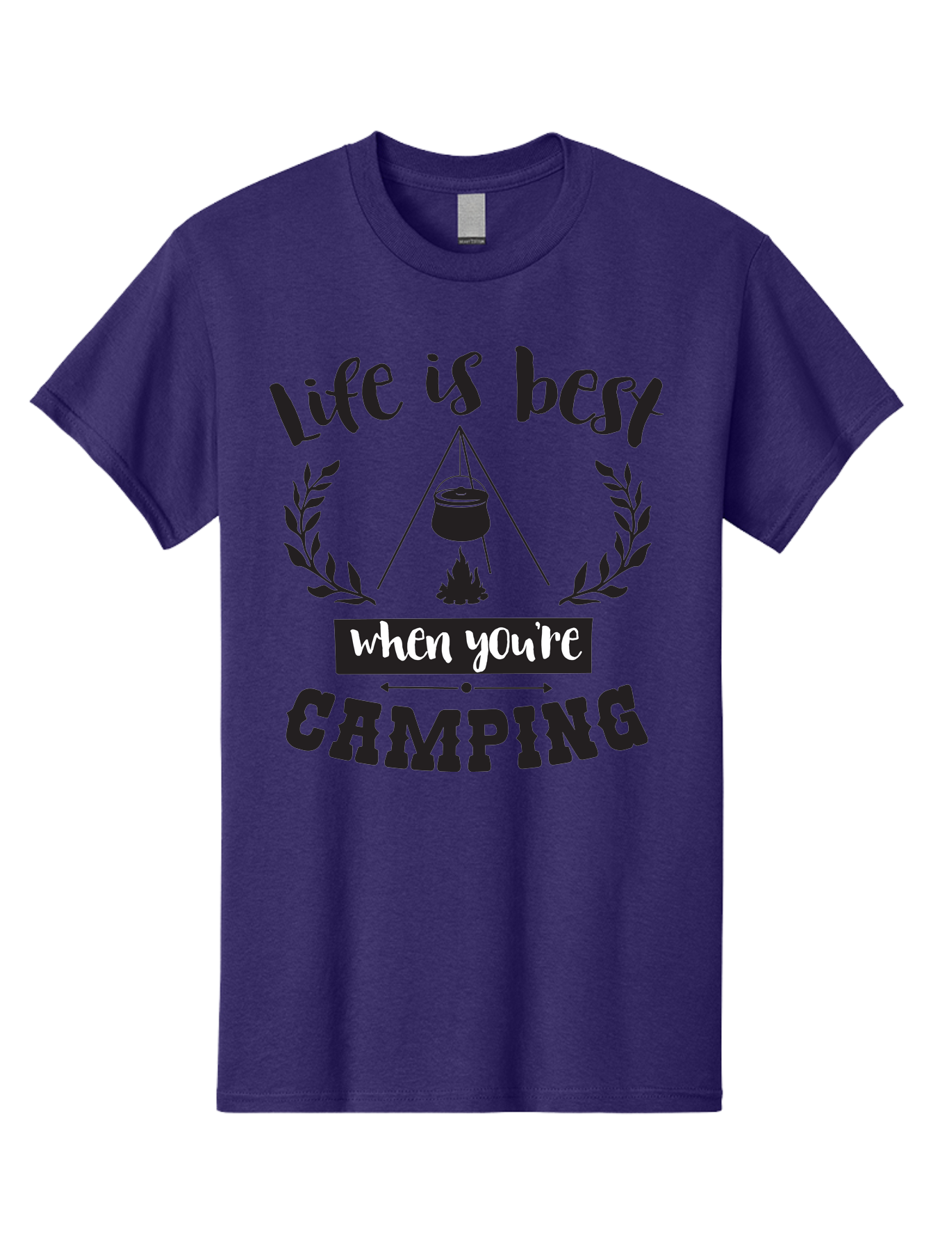 Life-Is-Best-When-You-Re-Camping Men'S Graphic Tee, 100% Cotton, Comfortable Casual Summer Wear, Machine Washable, Camping Quotes, Outdoor Adventures, Wilderness Escape, Camping Lifestyle, Nature Lover, Adventure Seeker, Camping Life, Aac943