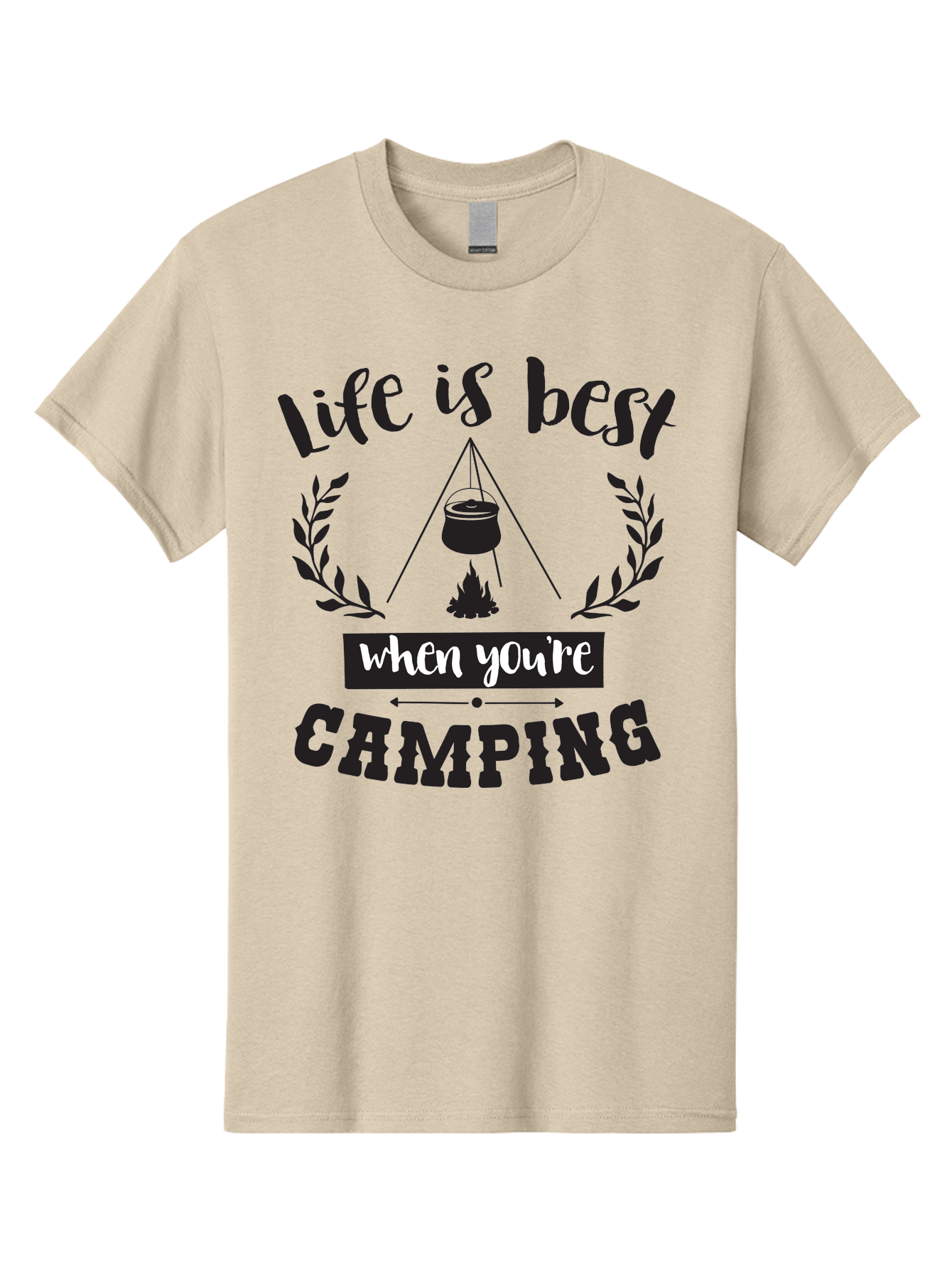 Life-Is-Best-When-You-Re-Camping Men'S Graphic Tee, 100% Cotton, Comfortable Casual Summer Wear, Machine Washable, Camping Quotes, Outdoor Adventures, Wilderness Escape, Camping Lifestyle, Nature Lover, Adventure Seeker, Camping Life, Aac943