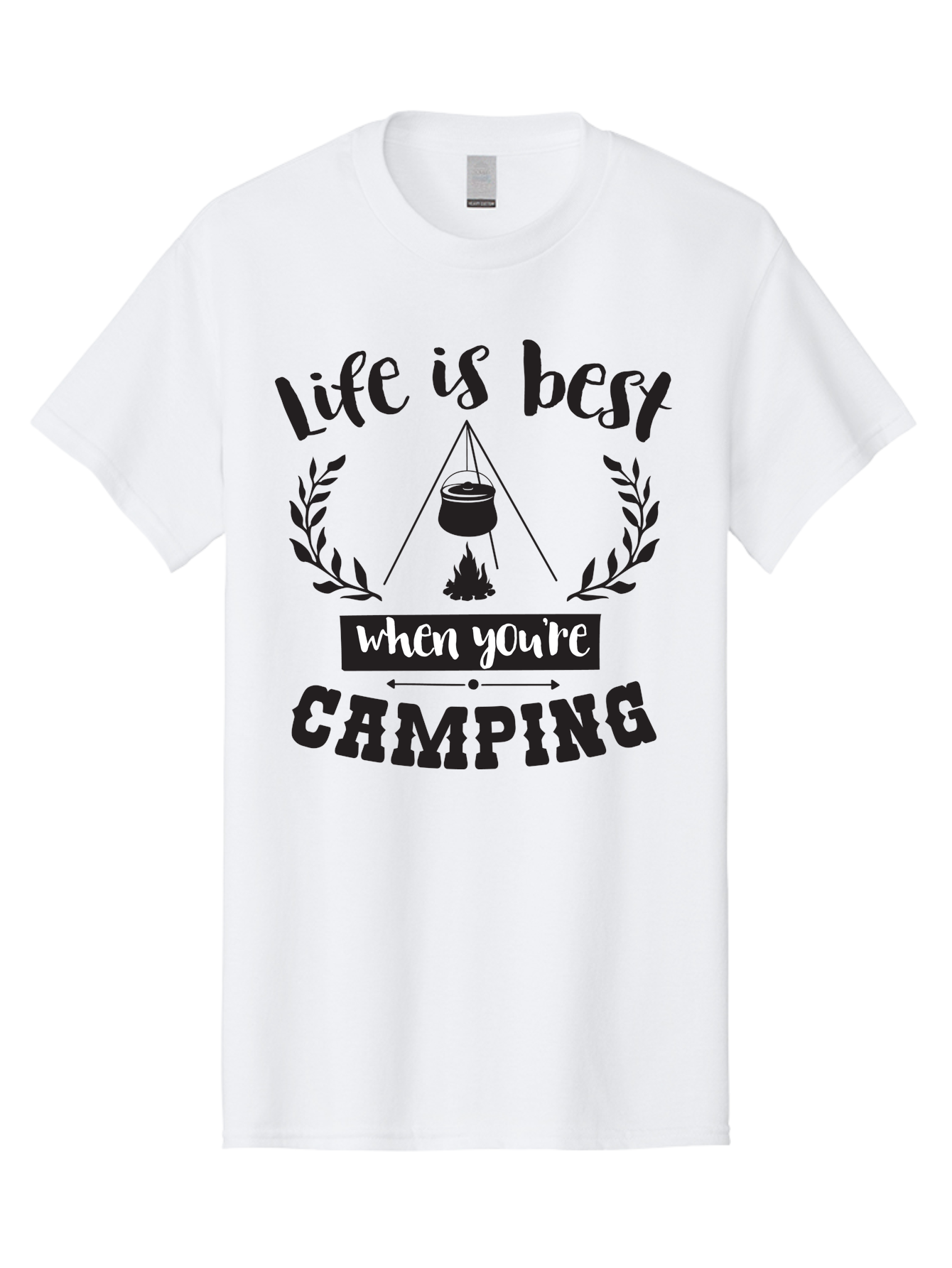 Life-Is-Best-When-You-Re-Camping Men'S Graphic Tee, 100% Cotton, Comfortable Casual Summer Wear, Machine Washable, Camping Quotes, Outdoor Adventures, Wilderness Escape, Camping Lifestyle, Nature Lover, Adventure Seeker, Camping Life, Aac943