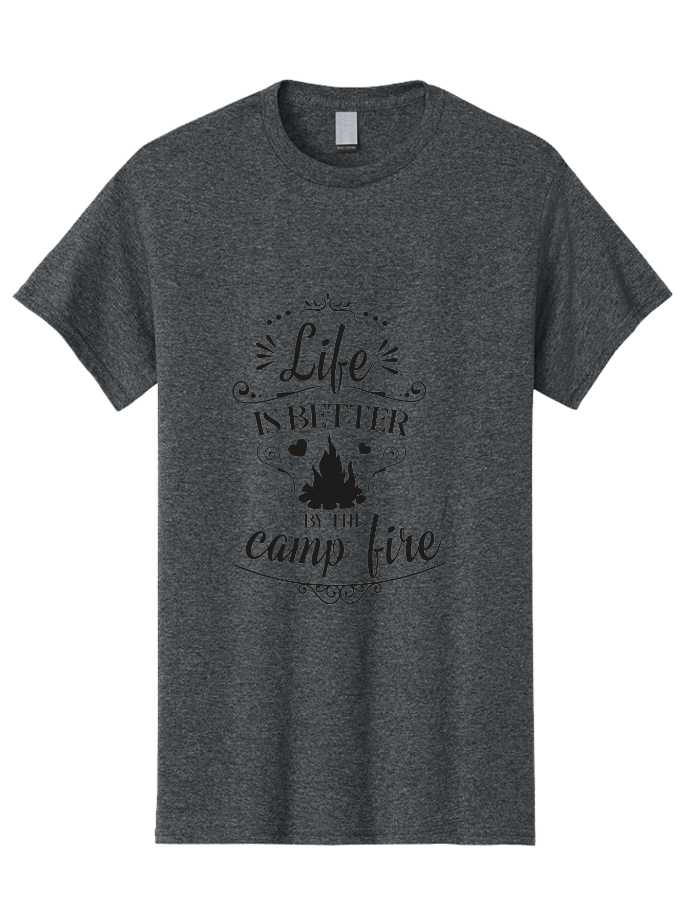 Life-Is-Better-By-The-Camp-Fire Men'S Graphic Tee, 100% Cotton, Comfortable Casual Summer Wear, Machine Washable, Camping Quotes, Campfire Inspiration, Outdoor Adventure, Nature Lovers, Wilderness Exploration, Camping Life, Aac944