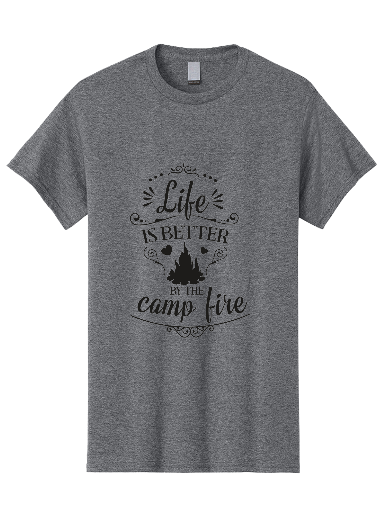 Life-Is-Better-By-The-Camp-Fire Men'S Graphic Tee, 100% Cotton, Comfortable Casual Summer Wear, Machine Washable, Camping Quotes, Campfire Inspiration, Outdoor Adventure, Nature Lovers, Wilderness Exploration, Camping Life, Aac944