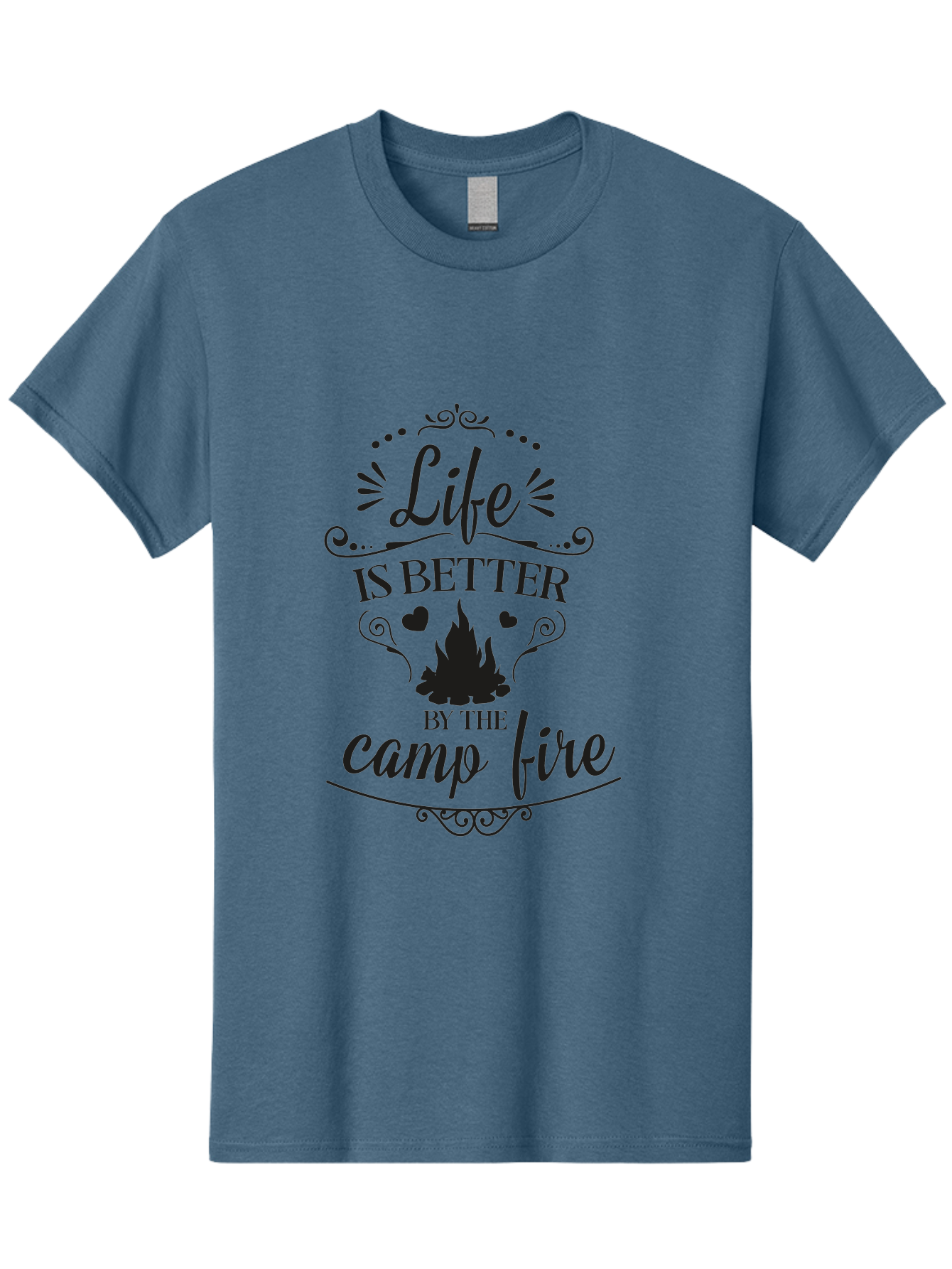 Life-Is-Better-By-The-Camp-Fire Men'S Graphic Tee, 100% Cotton, Comfortable Casual Summer Wear, Machine Washable, Camping Quotes, Campfire Inspiration, Outdoor Adventure, Nature Lovers, Wilderness Exploration, Camping Life, Aac944