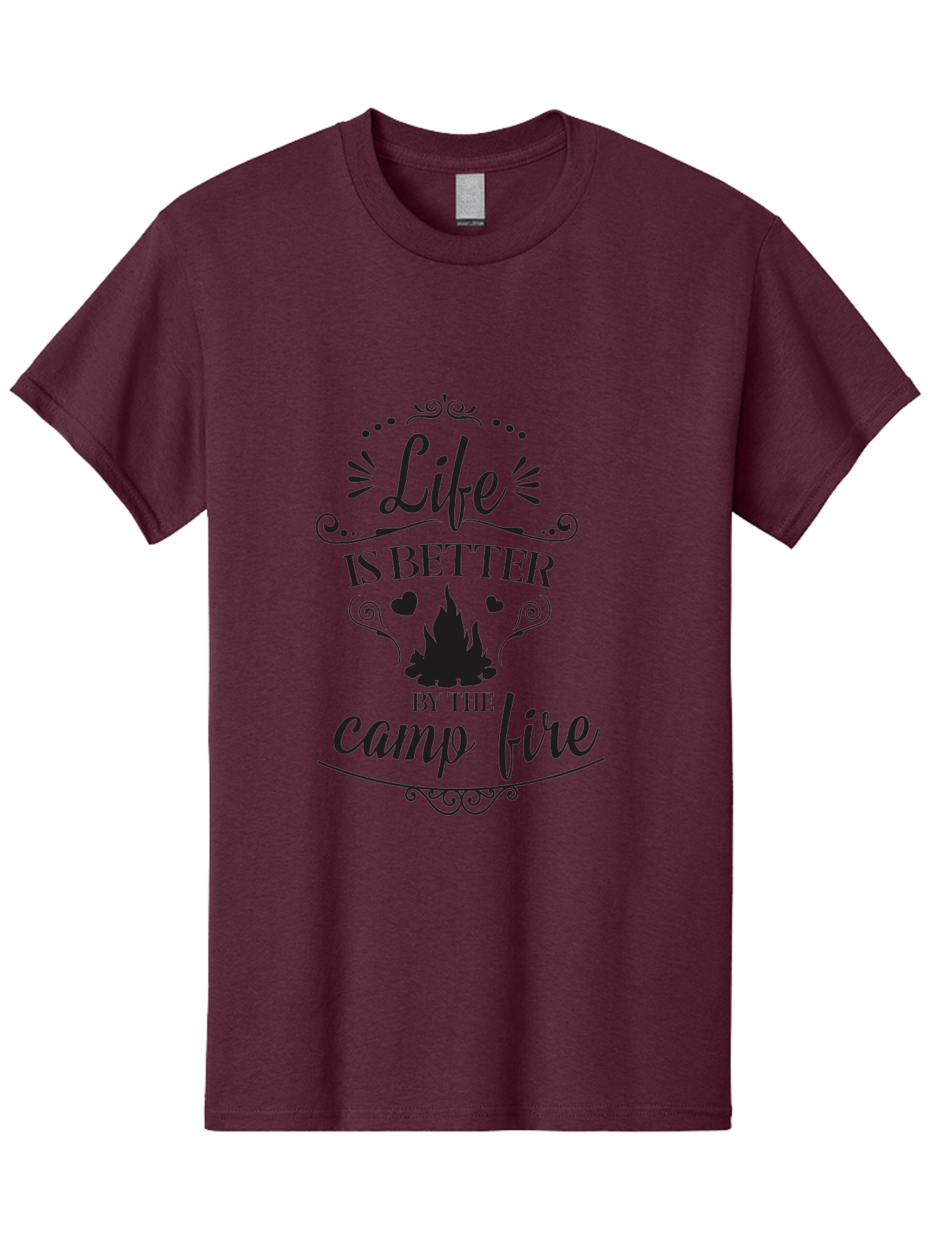 Life-Is-Better-By-The-Camp-Fire Men'S Graphic Tee, 100% Cotton, Comfortable Casual Summer Wear, Machine Washable, Camping Quotes, Campfire Inspiration, Outdoor Adventure, Nature Lovers, Wilderness Exploration, Camping Life, Aac944