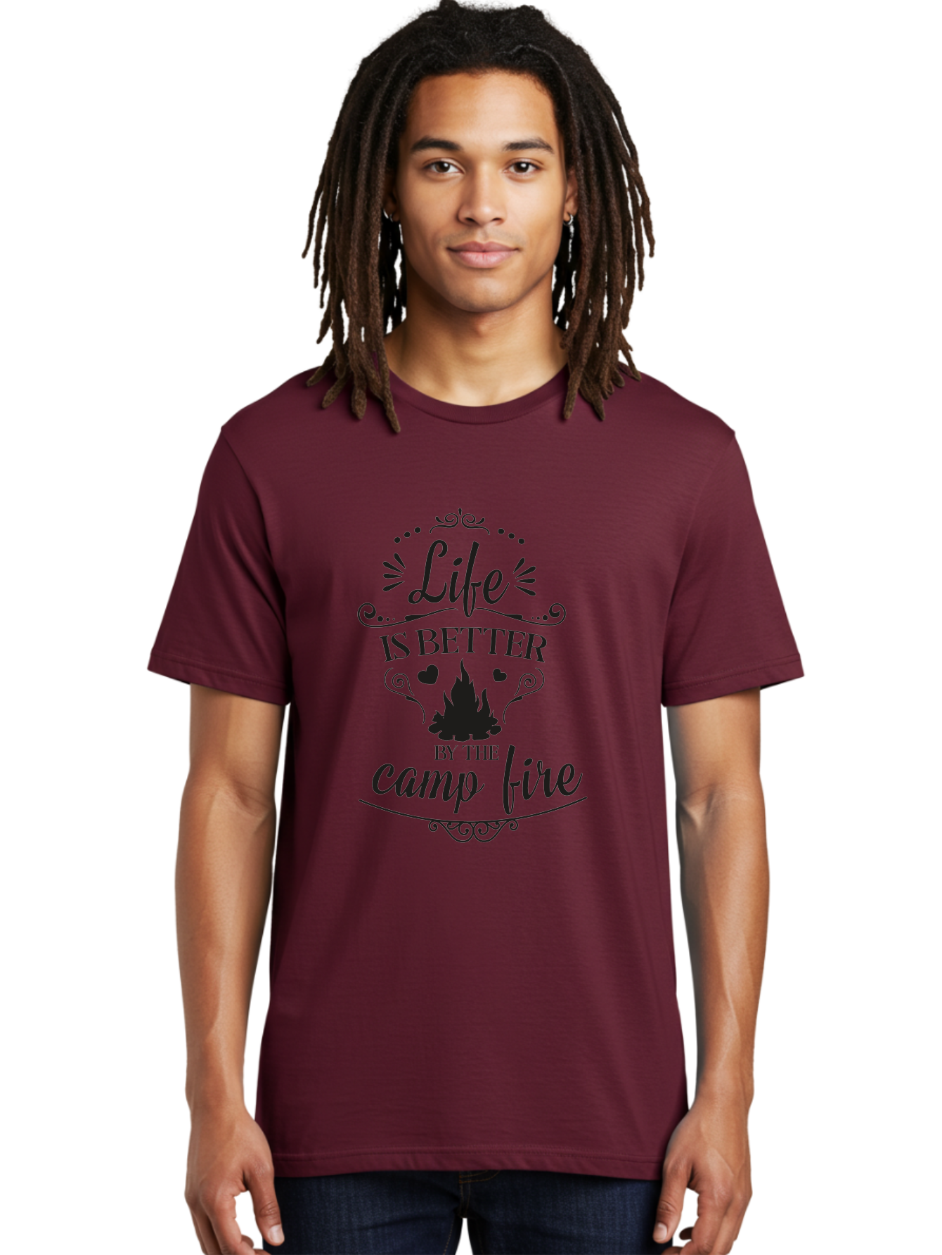Life-Is-Better-By-The-Camp-Fire Men'S Graphic Tee, 100% Cotton, Comfortable Casual Summer Wear, Machine Washable, Camping Quotes, Campfire Inspiration, Outdoor Adventure, Nature Lovers, Wilderness Exploration, Camping Life, Aac944