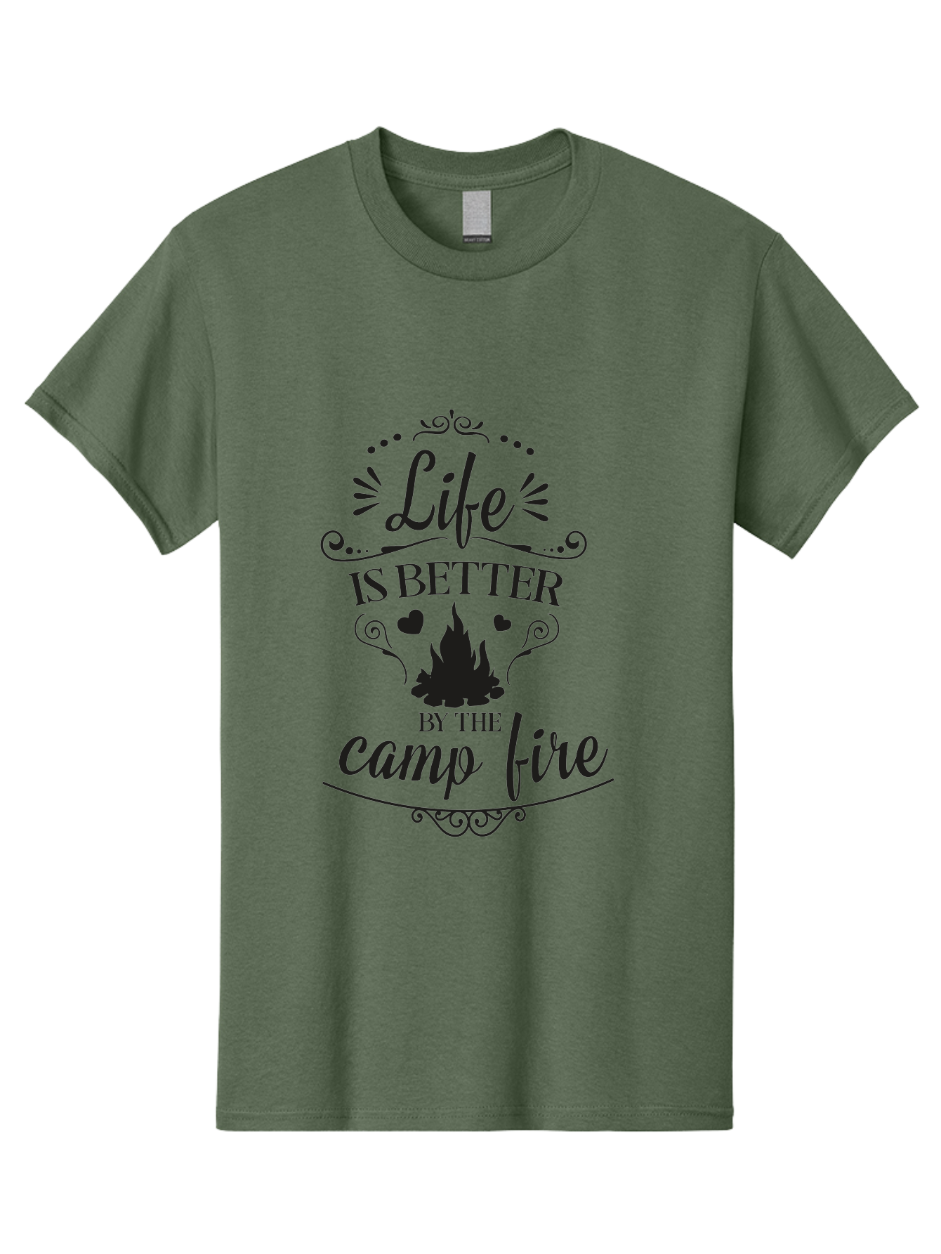 Life-Is-Better-By-The-Camp-Fire Men'S Graphic Tee, 100% Cotton, Comfortable Casual Summer Wear, Machine Washable, Camping Quotes, Campfire Inspiration, Outdoor Adventure, Nature Lovers, Wilderness Exploration, Camping Life, Aac944