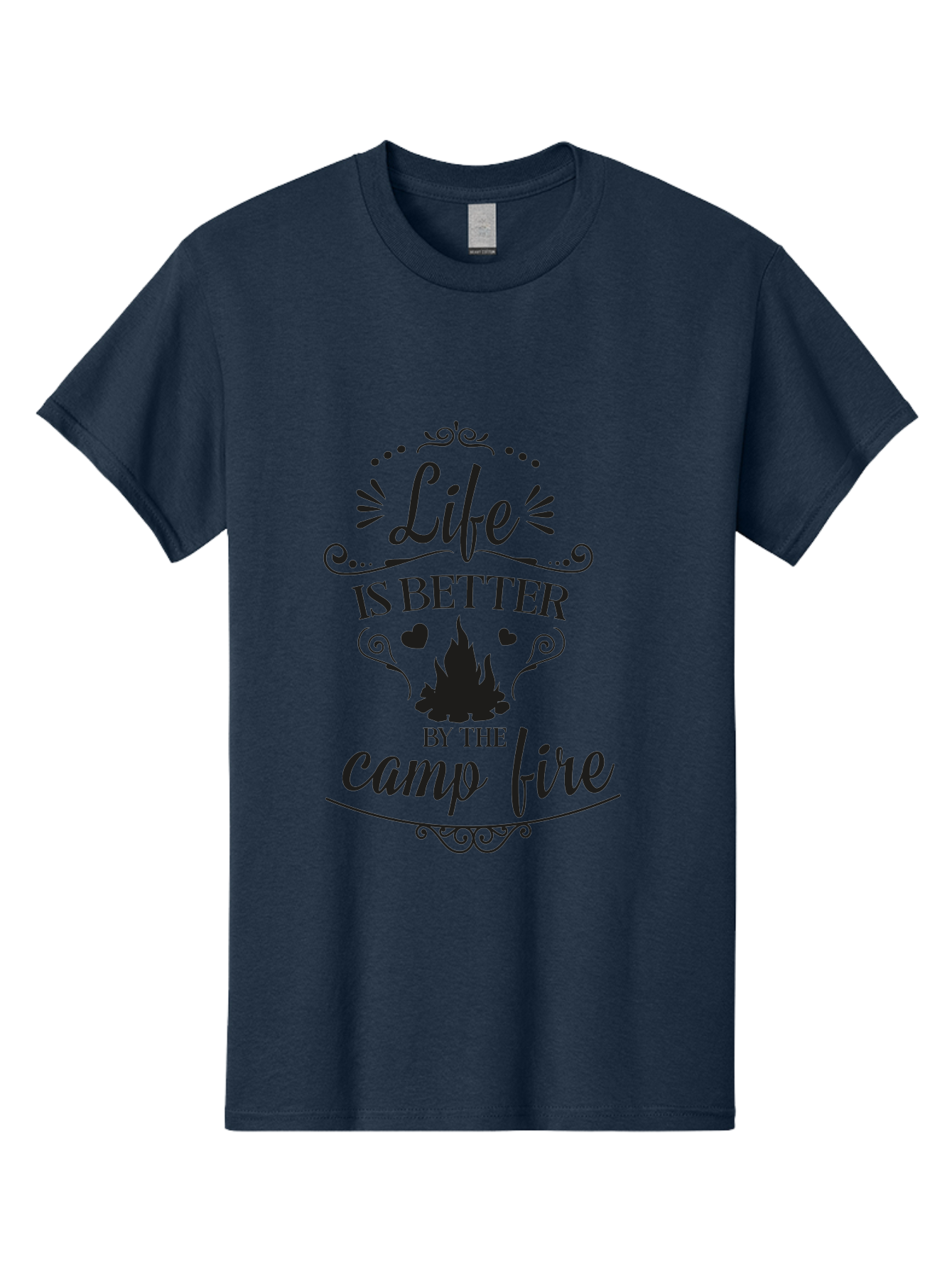 Life-Is-Better-By-The-Camp-Fire Men'S Graphic Tee, 100% Cotton, Comfortable Casual Summer Wear, Machine Washable, Camping Quotes, Campfire Inspiration, Outdoor Adventure, Nature Lovers, Wilderness Exploration, Camping Life, Aac944