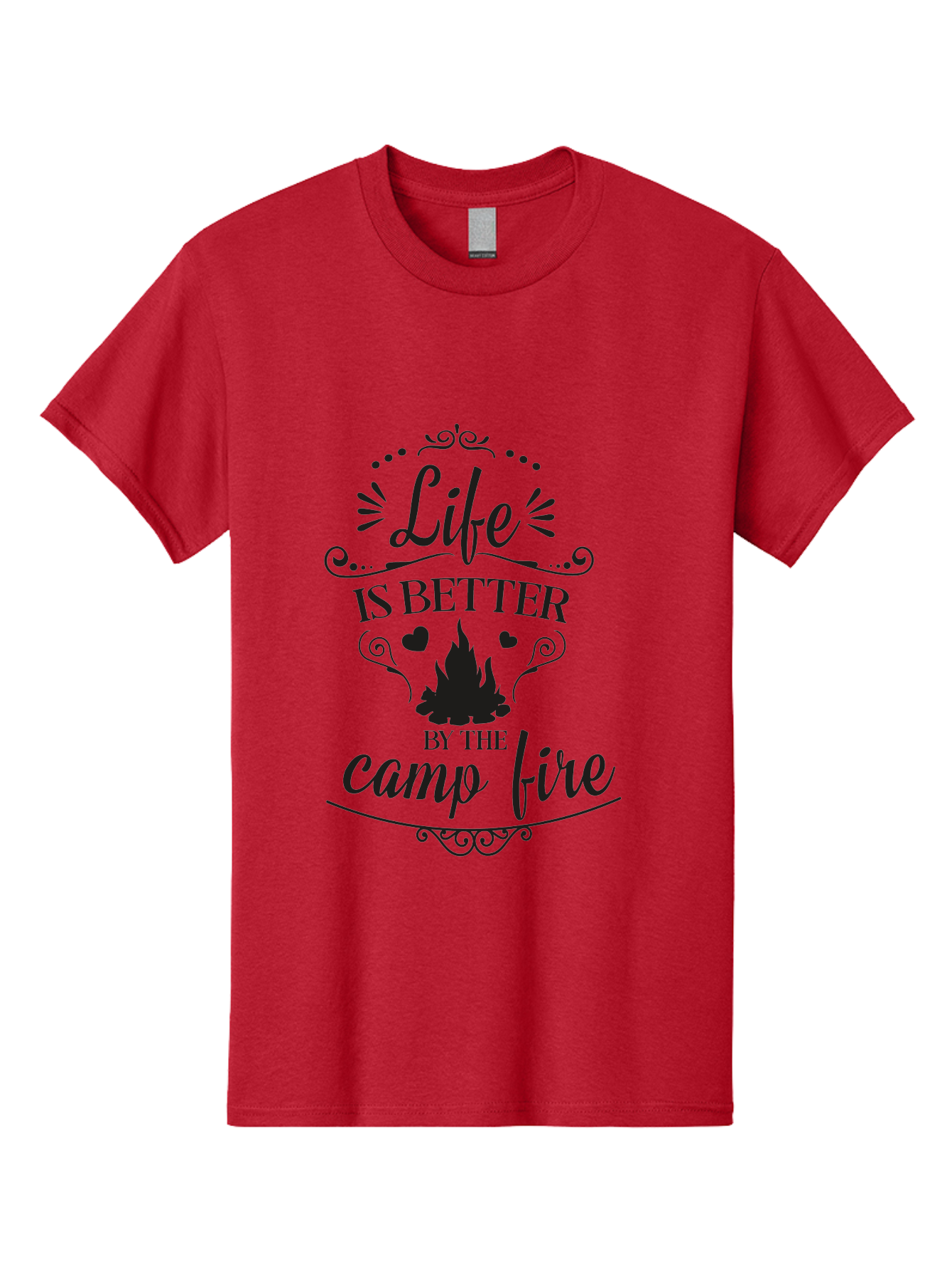 Life-Is-Better-By-The-Camp-Fire Men'S Graphic Tee, 100% Cotton, Comfortable Casual Summer Wear, Machine Washable, Camping Quotes, Campfire Inspiration, Outdoor Adventure, Nature Lovers, Wilderness Exploration, Camping Life, Aac944