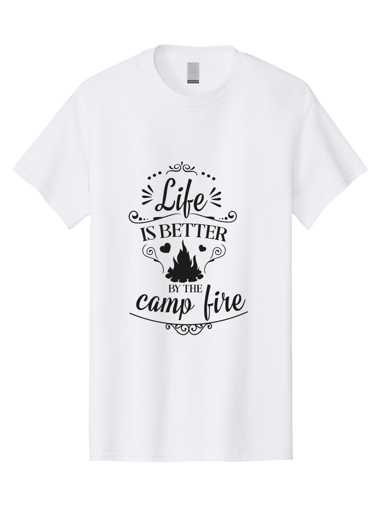Life-Is-Better-By-The-Camp-Fire Men'S Graphic Tee, 100% Cotton, Comfortable Casual Summer Wear, Machine Washable, Camping Quotes, Campfire Inspiration, Outdoor Adventure, Nature Lovers, Wilderness Exploration, Camping Life, Aac944