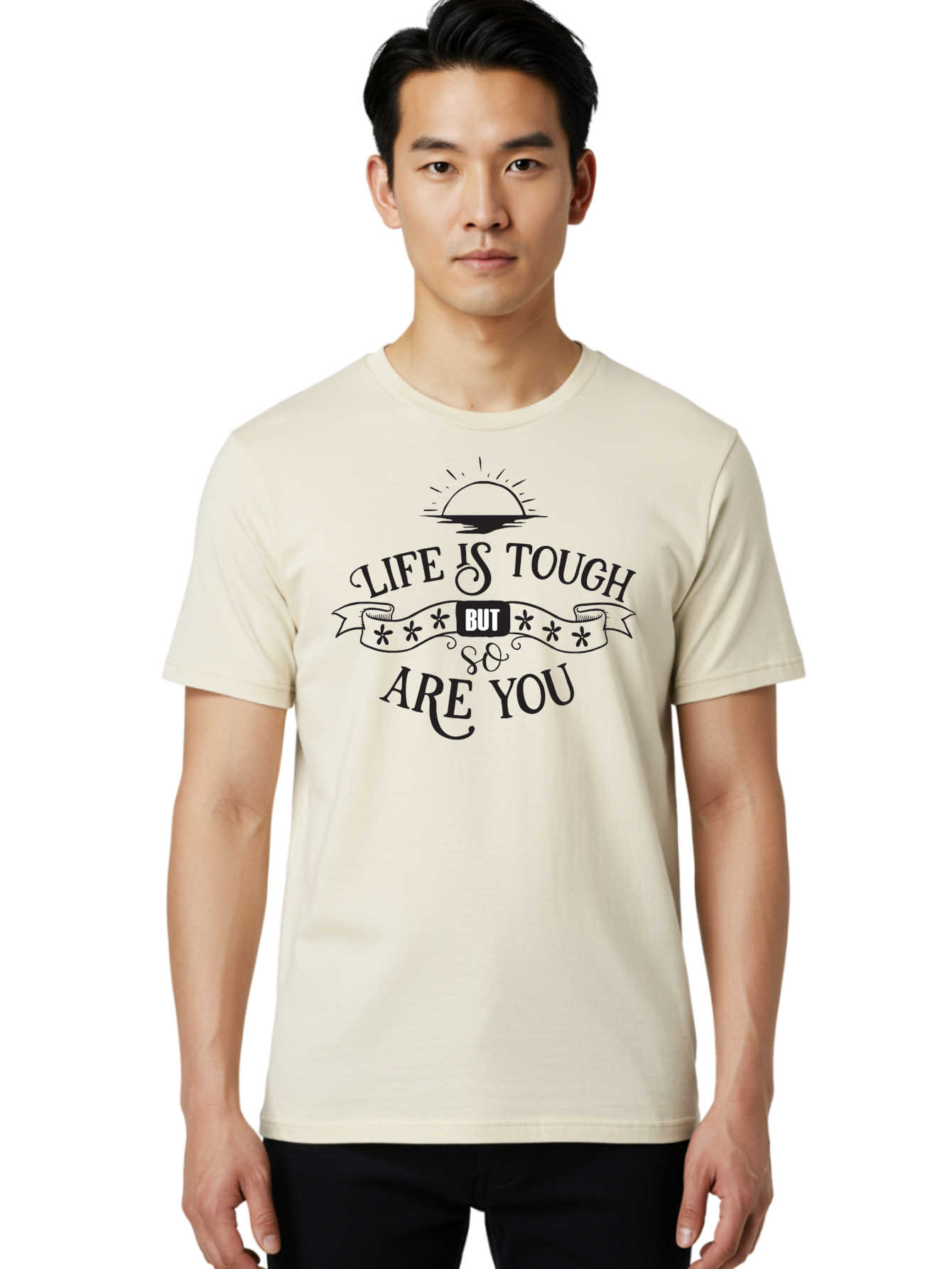 Life-Is-Tough-But-So-Are-You-1 Men'S Graphic Tee, 100% Cotton, Comfortable Casual Summer Wear, Machine Washable, Inspirational Quotes, Motivational Sayings, Positive Affirmations, Life Is Tough But So Are You, Mental Toughness, Resilience, Aac947
