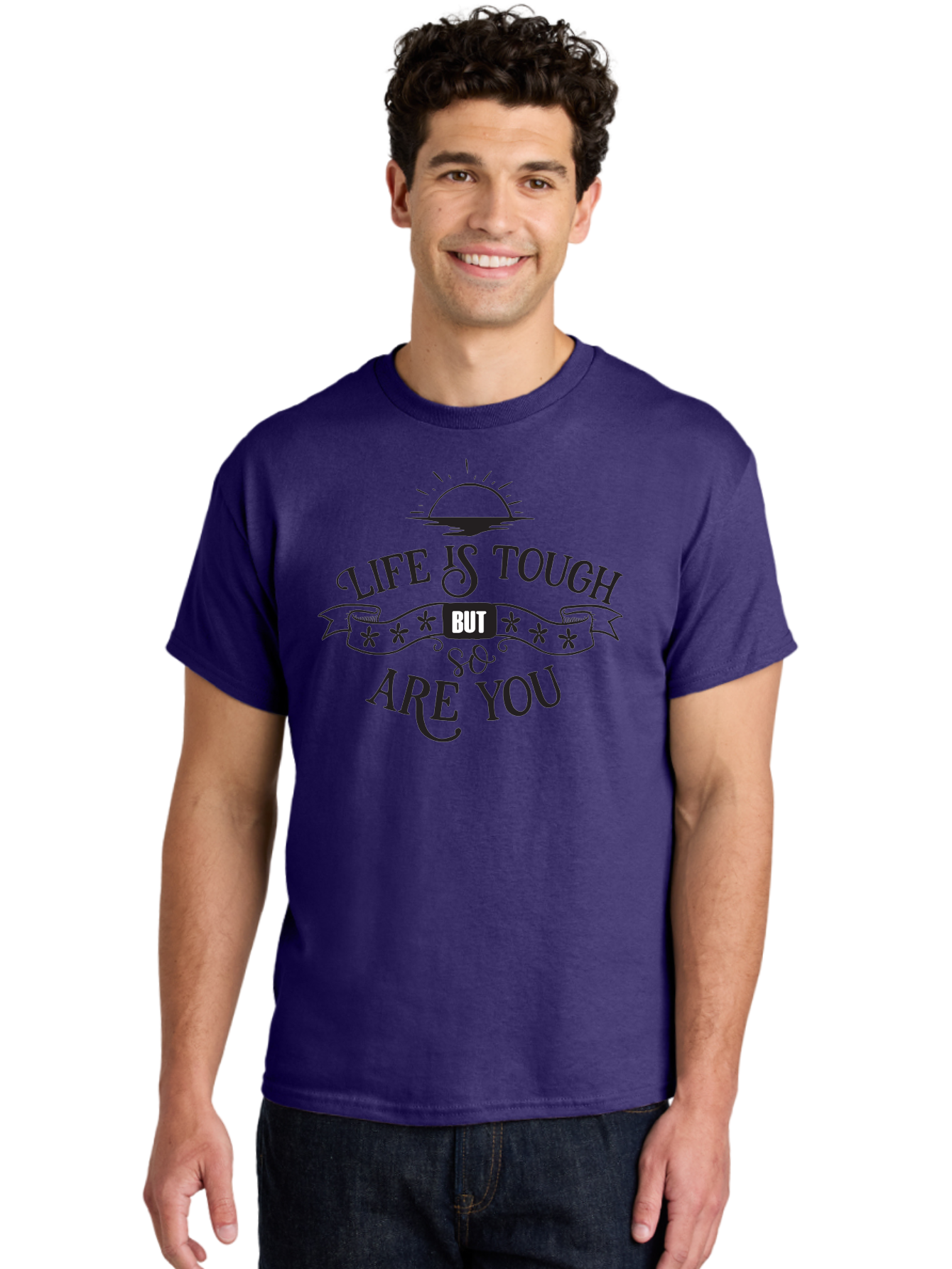 Life-Is-Tough-But-So-Are-You-1 Men'S Graphic Tee, 100% Cotton, Comfortable Casual Summer Wear, Machine Washable, Inspirational Quotes, Motivational Sayings, Positive Affirmations, Life Is Tough But So Are You, Mental Toughness, Resilience, Aac947
